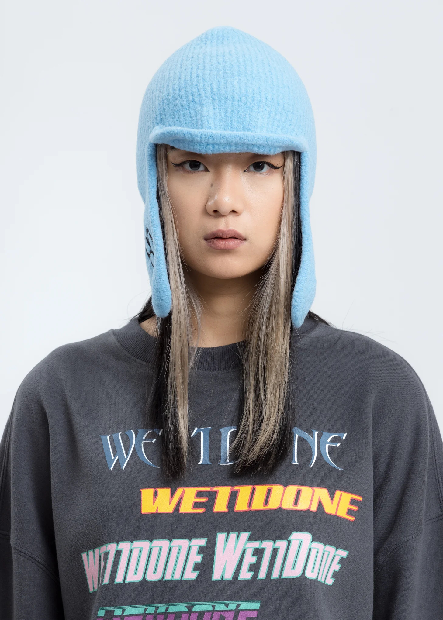 Blue Felted Knit Earflap Hat - Image 2