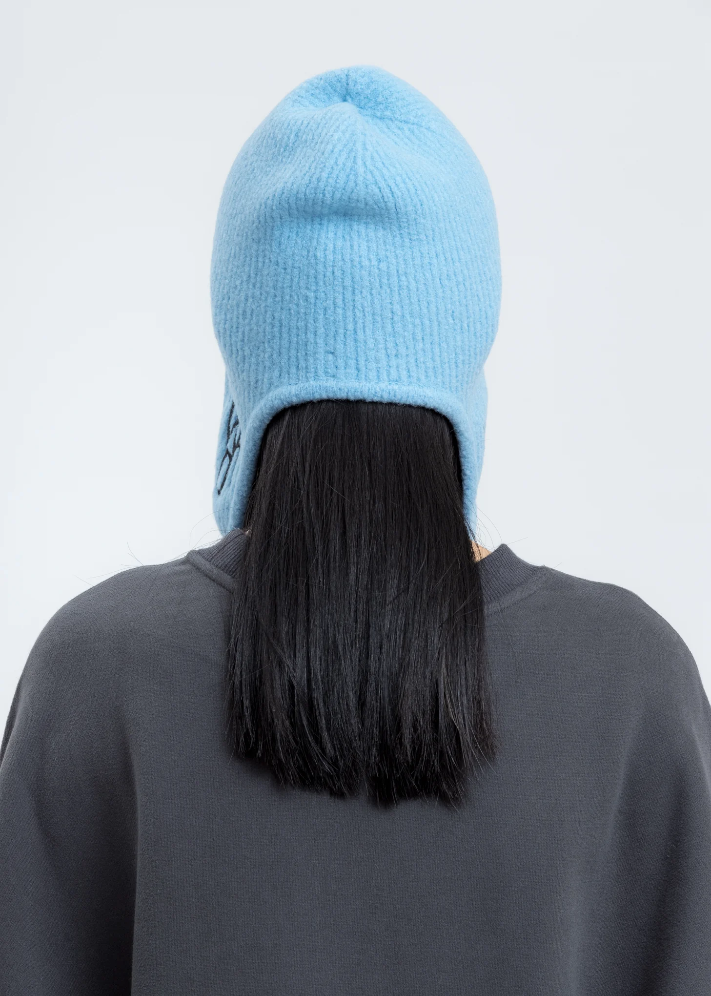 Blue Felted Knit Earflap Hat - Image 3