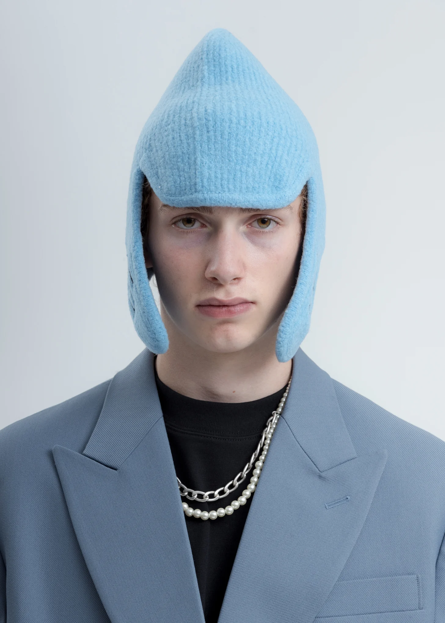 Blue Felted Knit Earflap Hat - Image 2