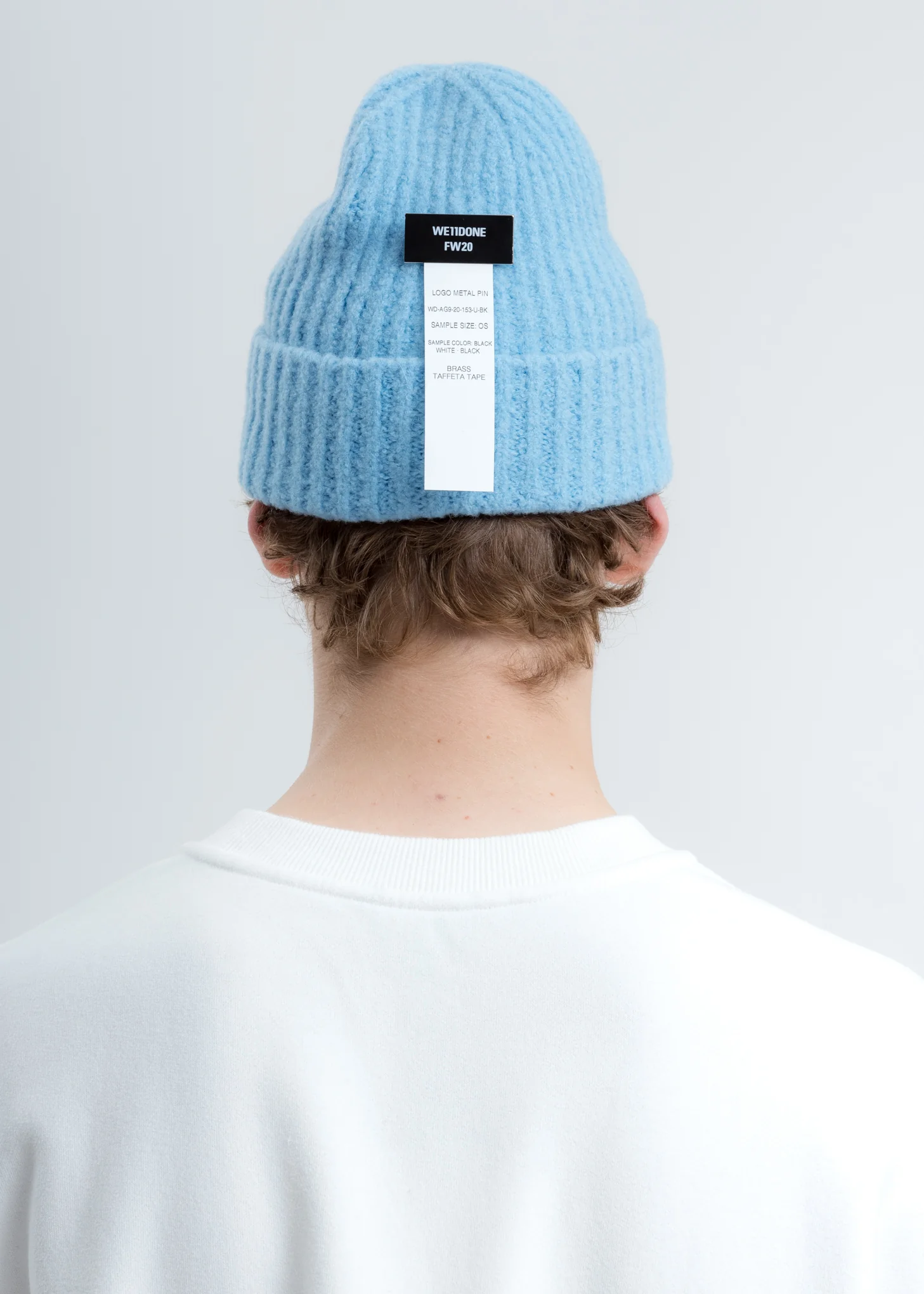 Blue Felted Knit Long Beanie W/Pin