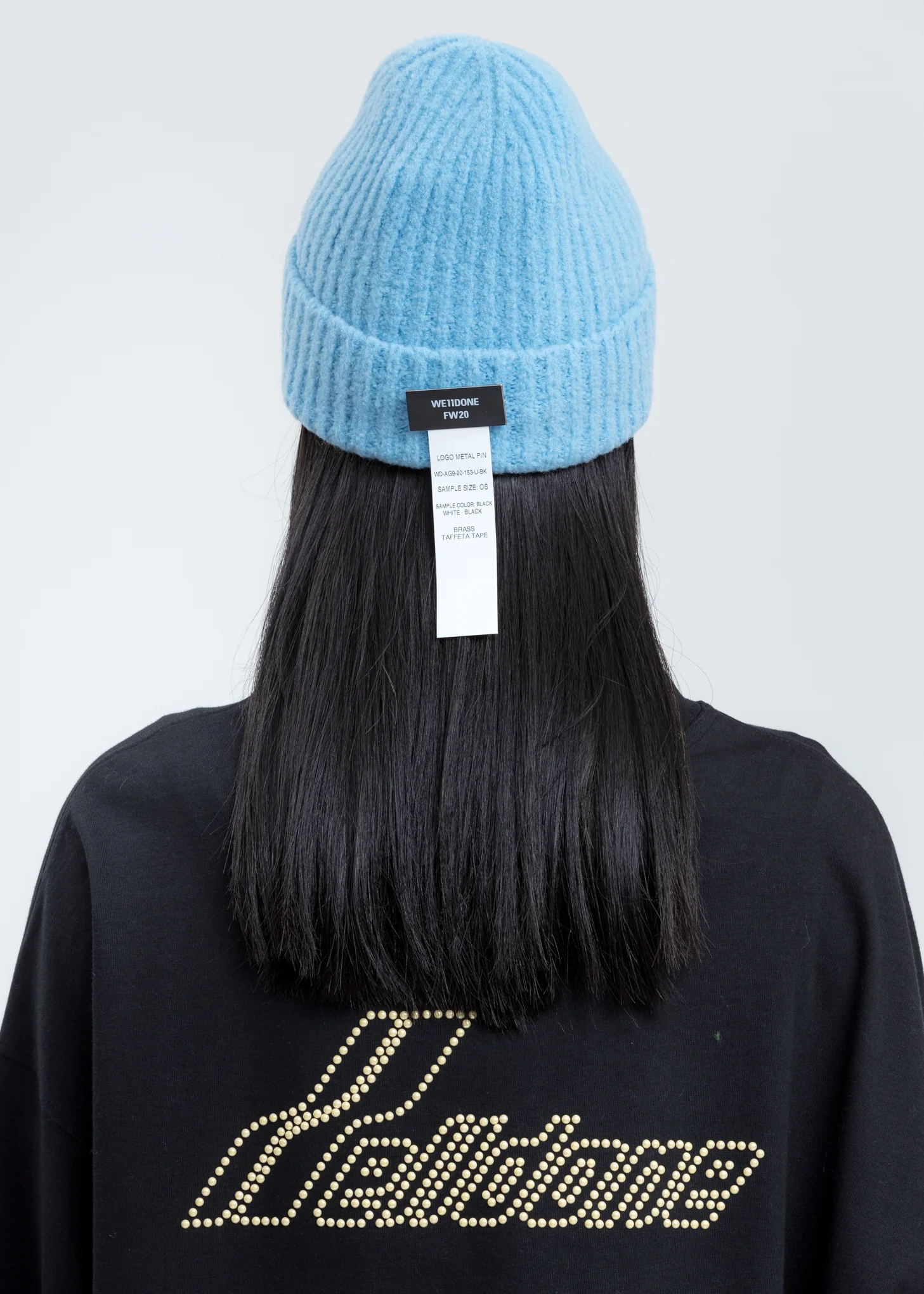 Blue Felted Knit Long Beanie W/Pin - Image 2
