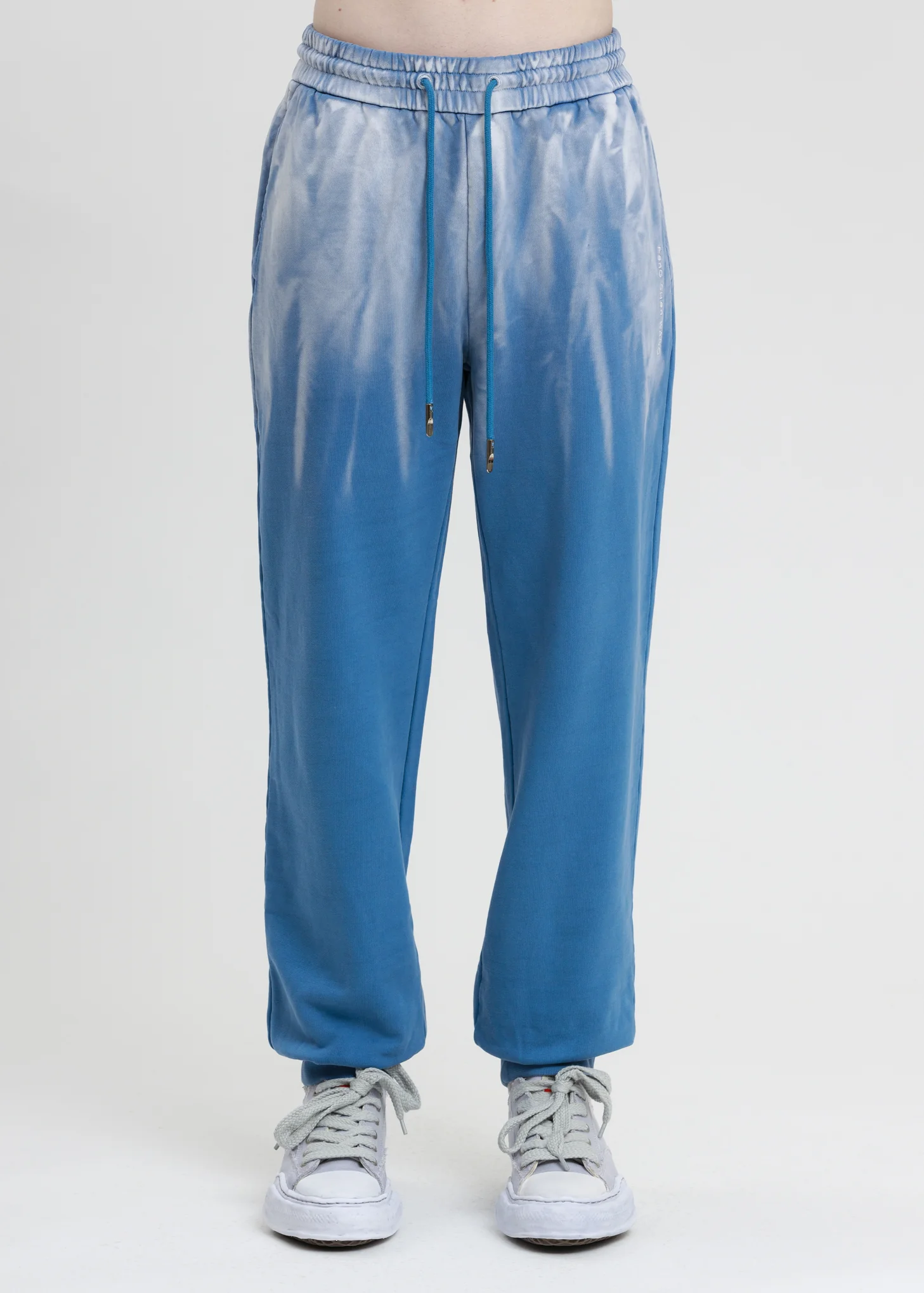 Blue French Terry Sweatpants with Gradient Tie Dye