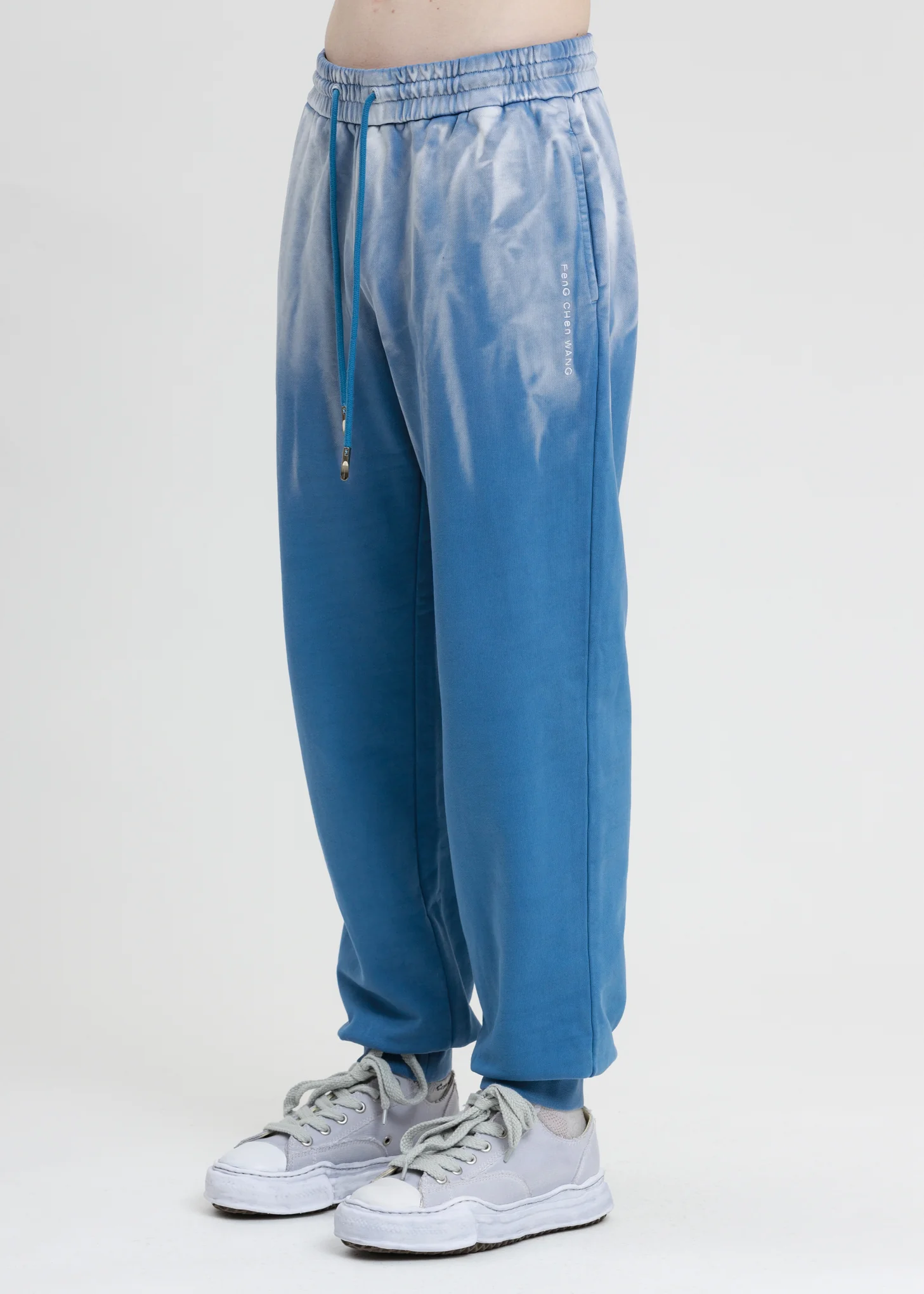 Blue French Terry Sweatpants with Gradient Tie Dye - Image 2