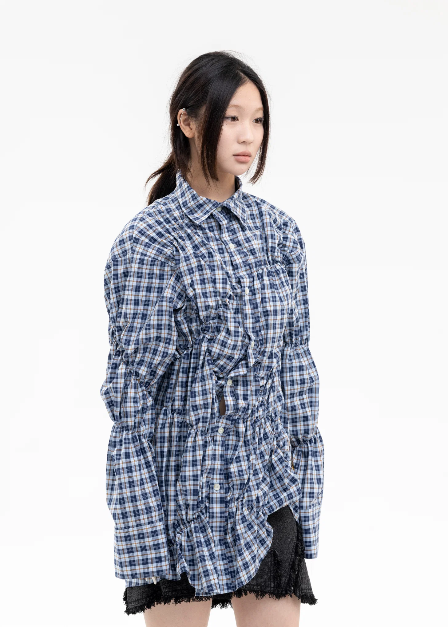 BLUE GATHER SHIRT - Image 3
