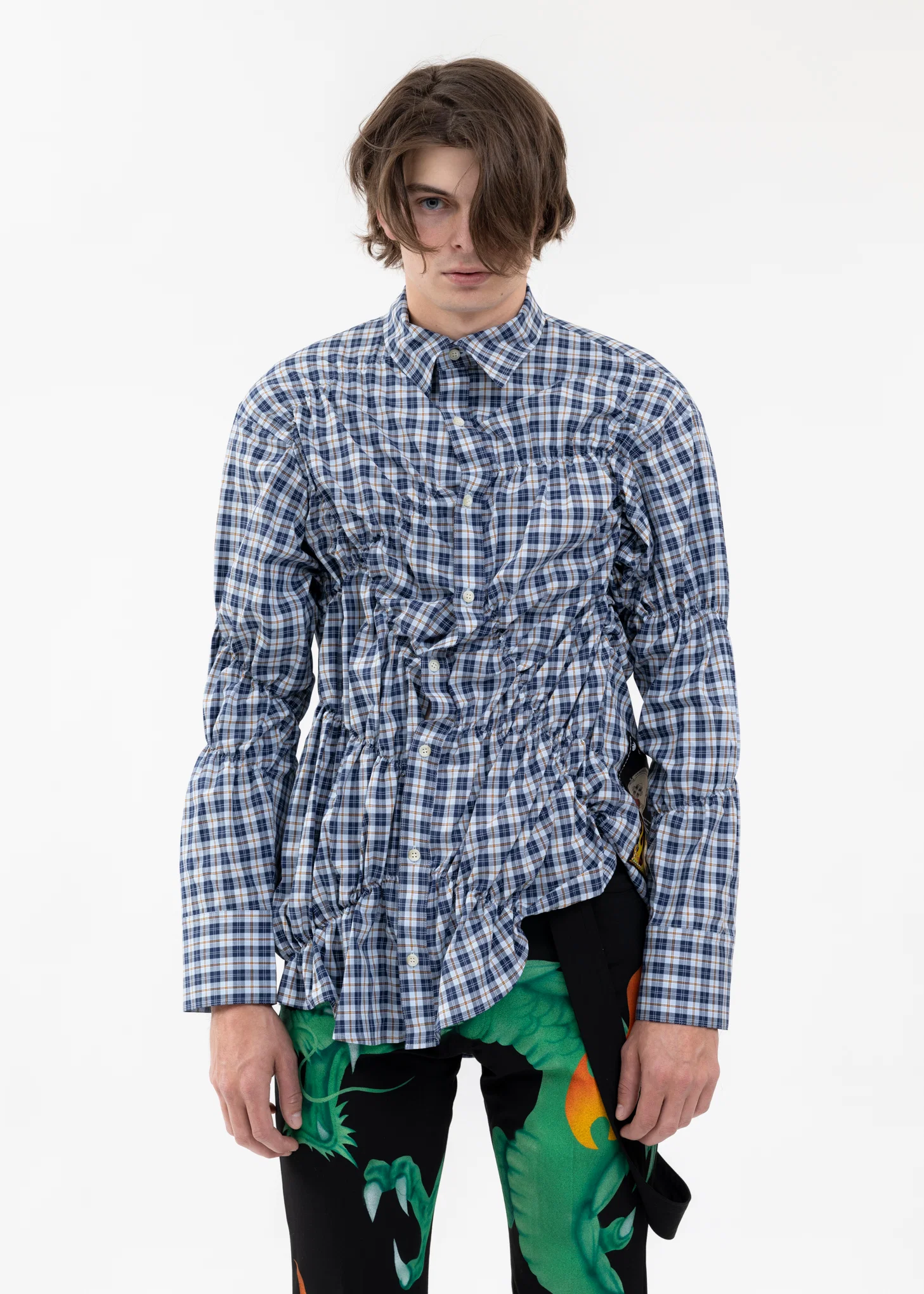 BLUE GATHER SHIRT