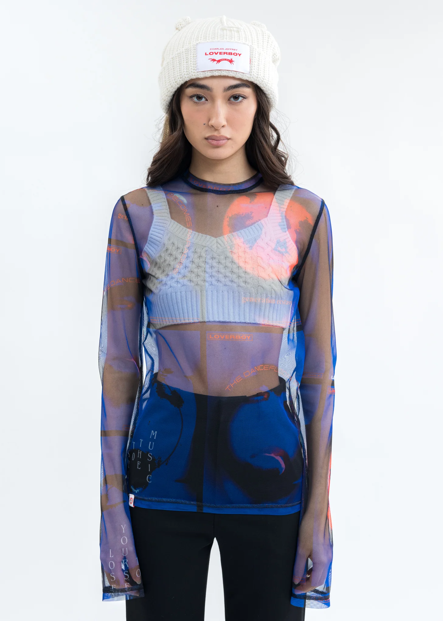 Blue GEORGE ALLAN PRINT Mesh Long Sleeve