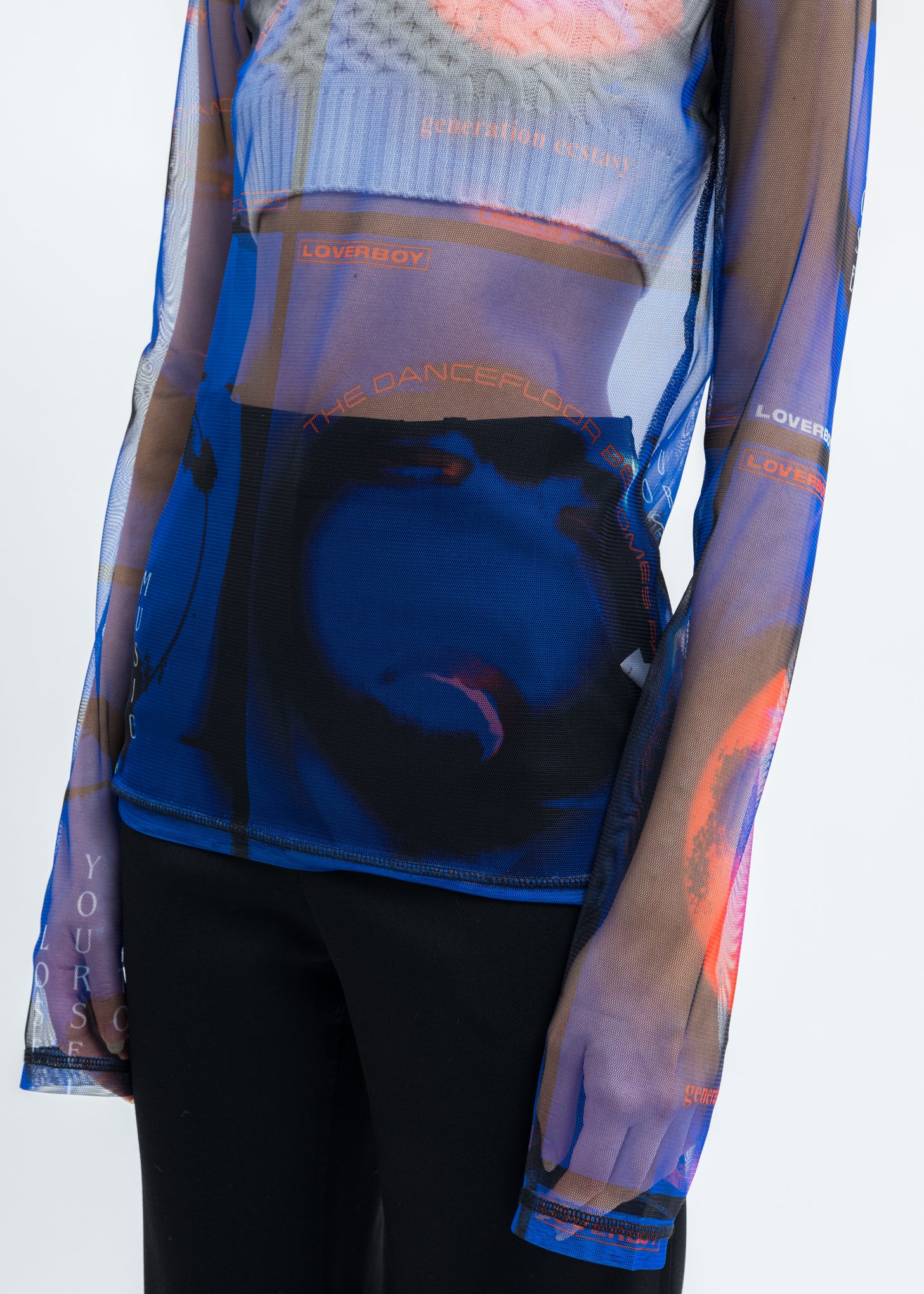 Blue GEORGE ALLAN PRINT Mesh Long Sleeve - Image 2