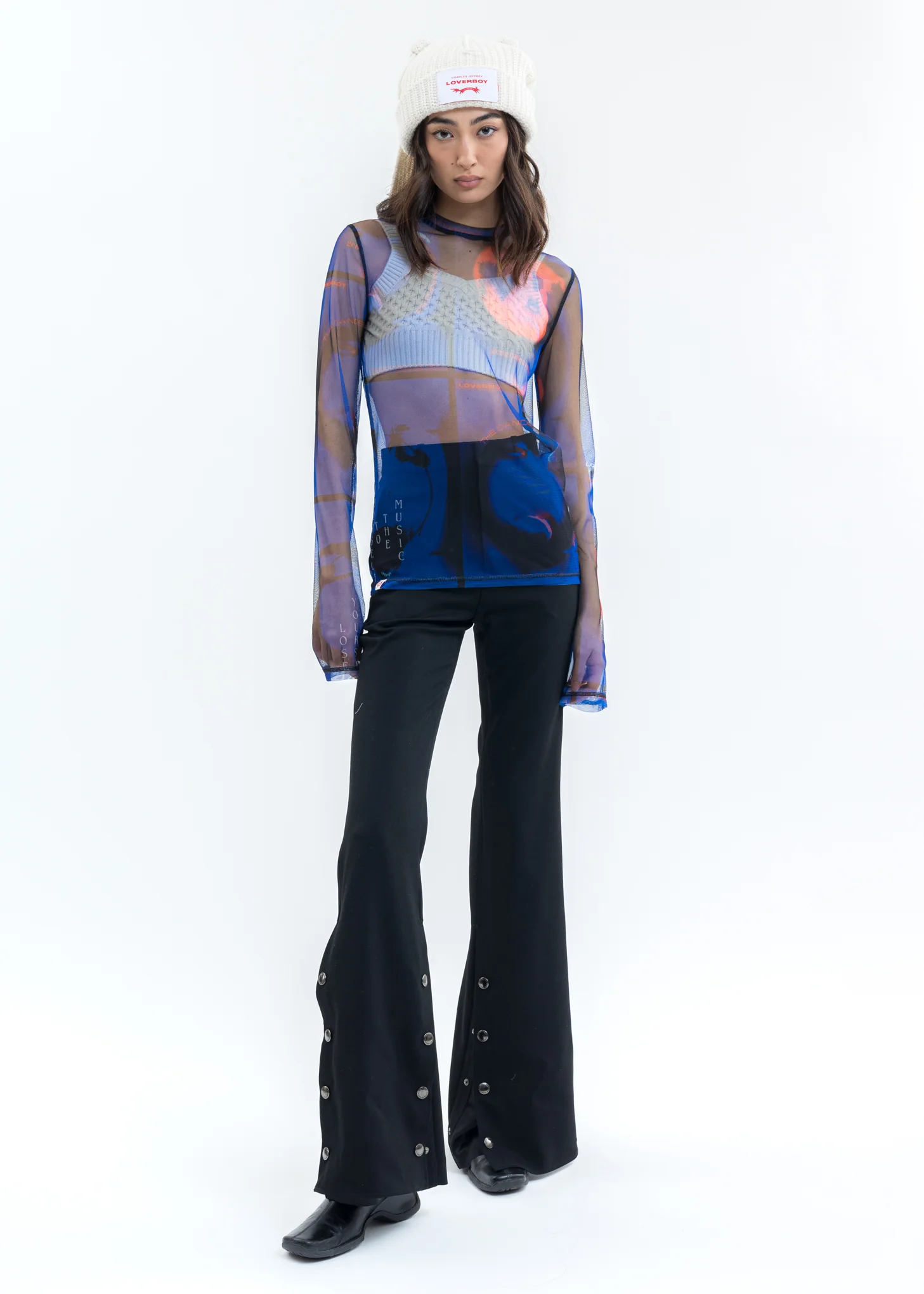 Blue GEORGE ALLAN PRINT Mesh Long Sleeve - Image 5