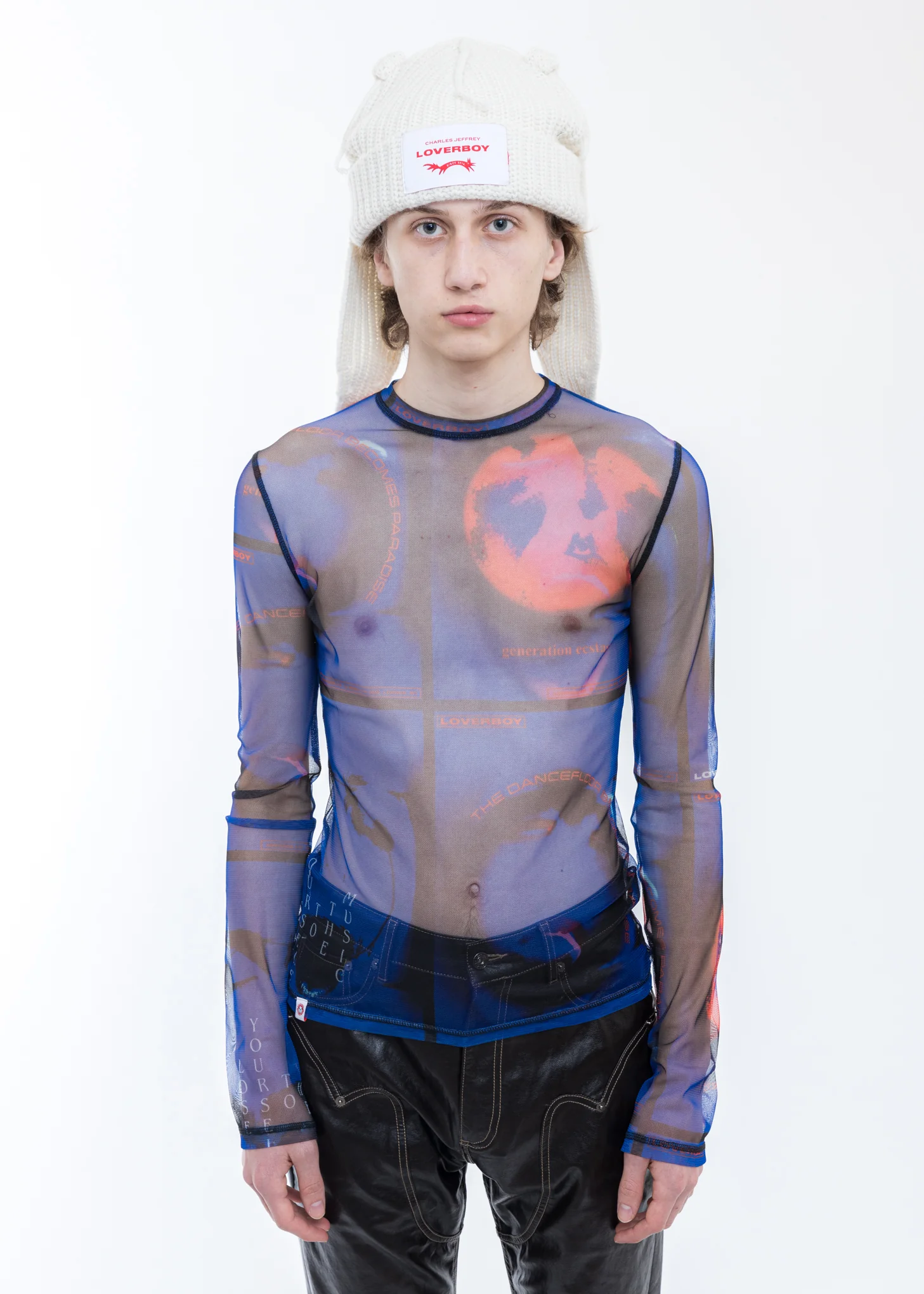 Blue GEORGE ALLAN PRINT Mesh Long Sleeve