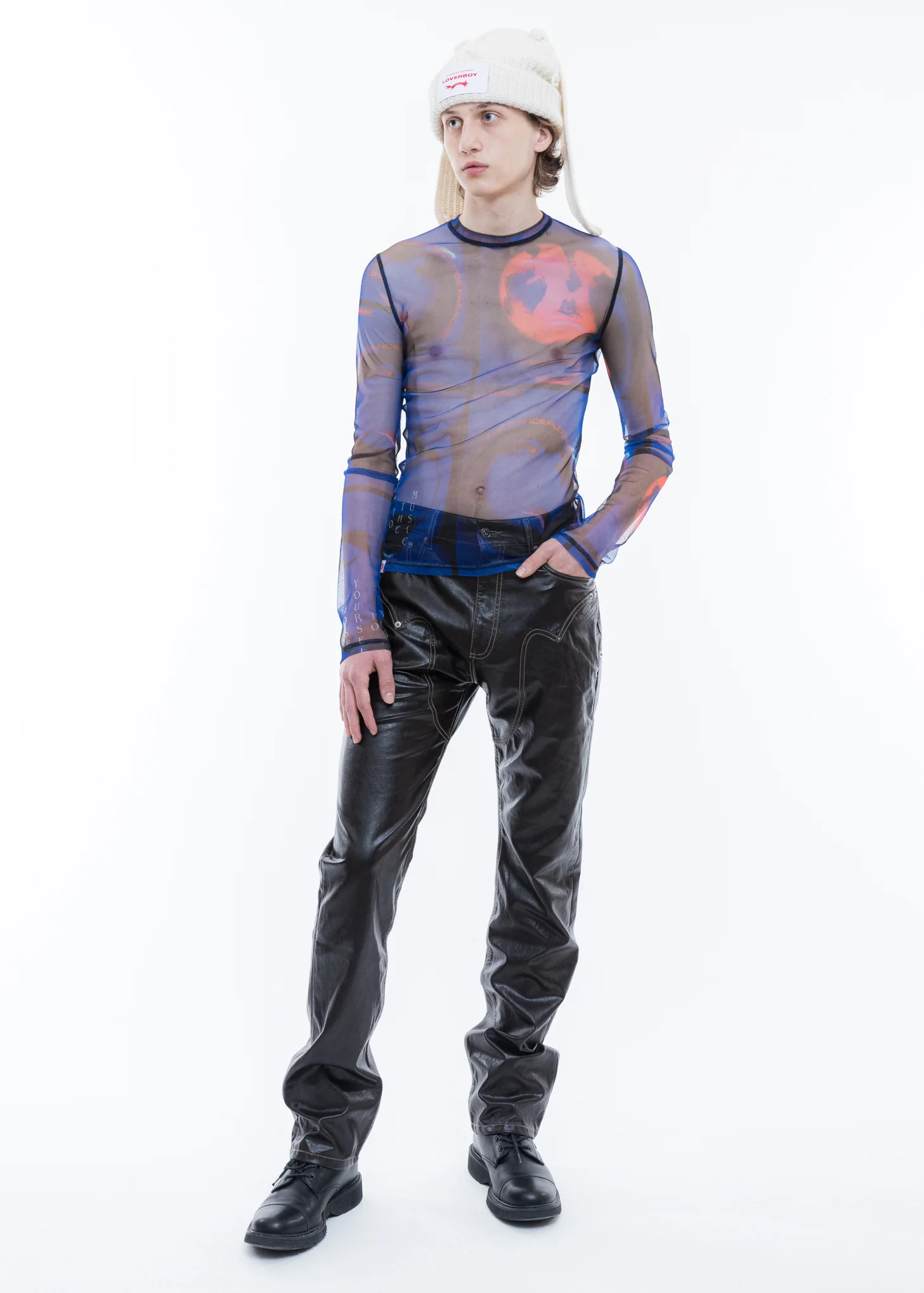 Blue GEORGE ALLAN PRINT Mesh Long Sleeve - Image 4