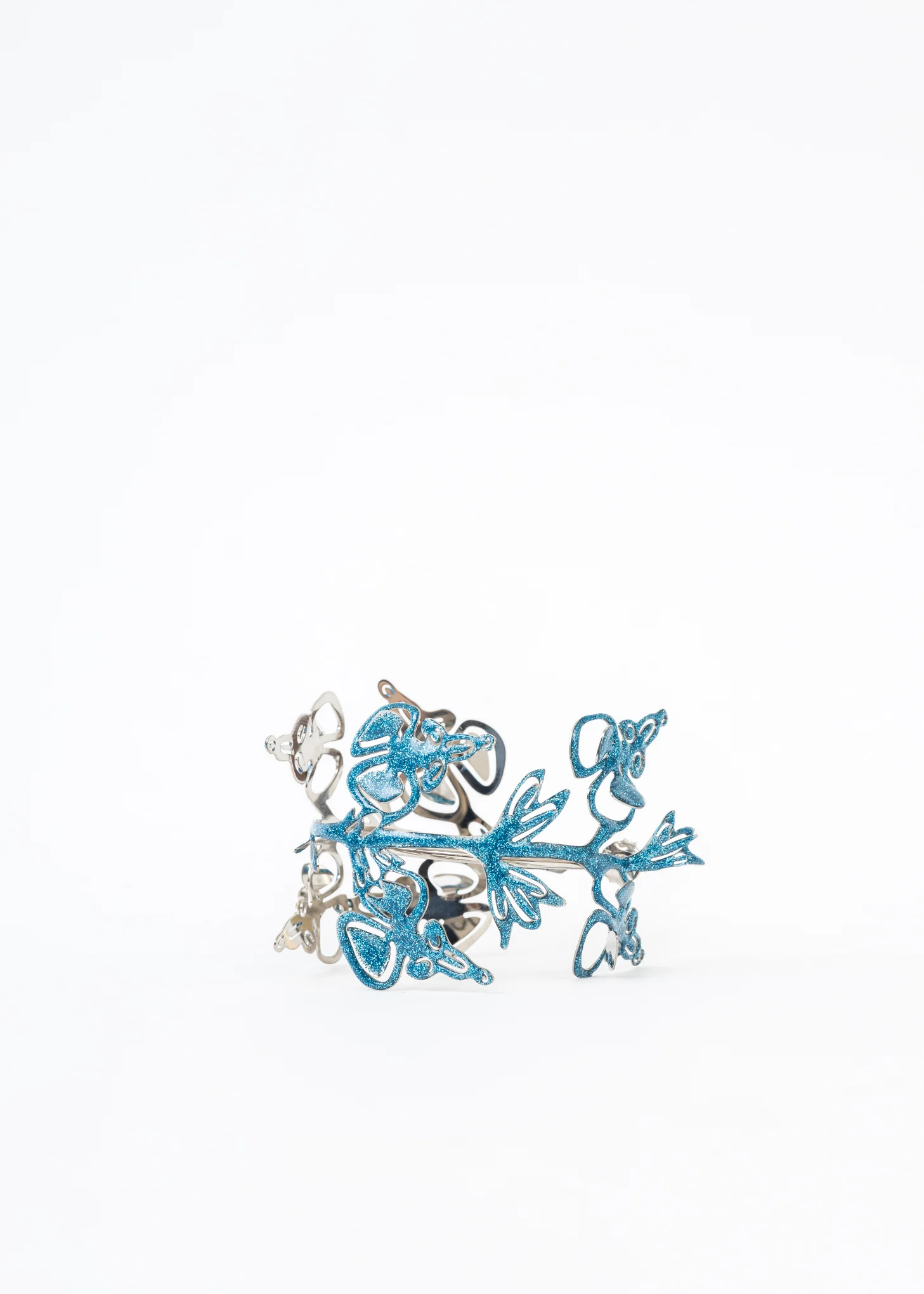 BLUE GLITTER / SILVER WILD SAGE HOOPS - Single - Image 6