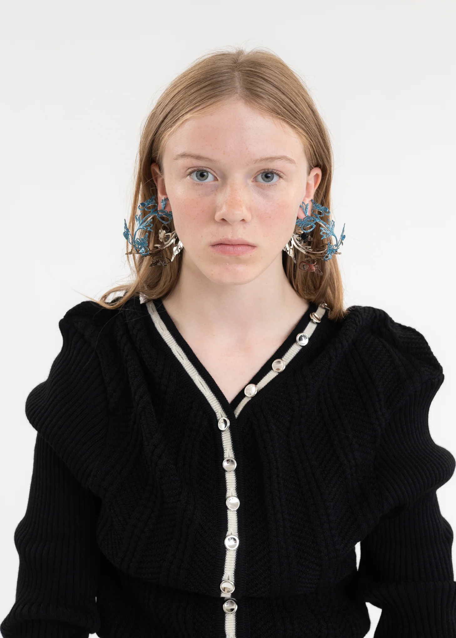 BLUE GLITTER / SILVER WILD SAGE HOOPS - Single - Image 4