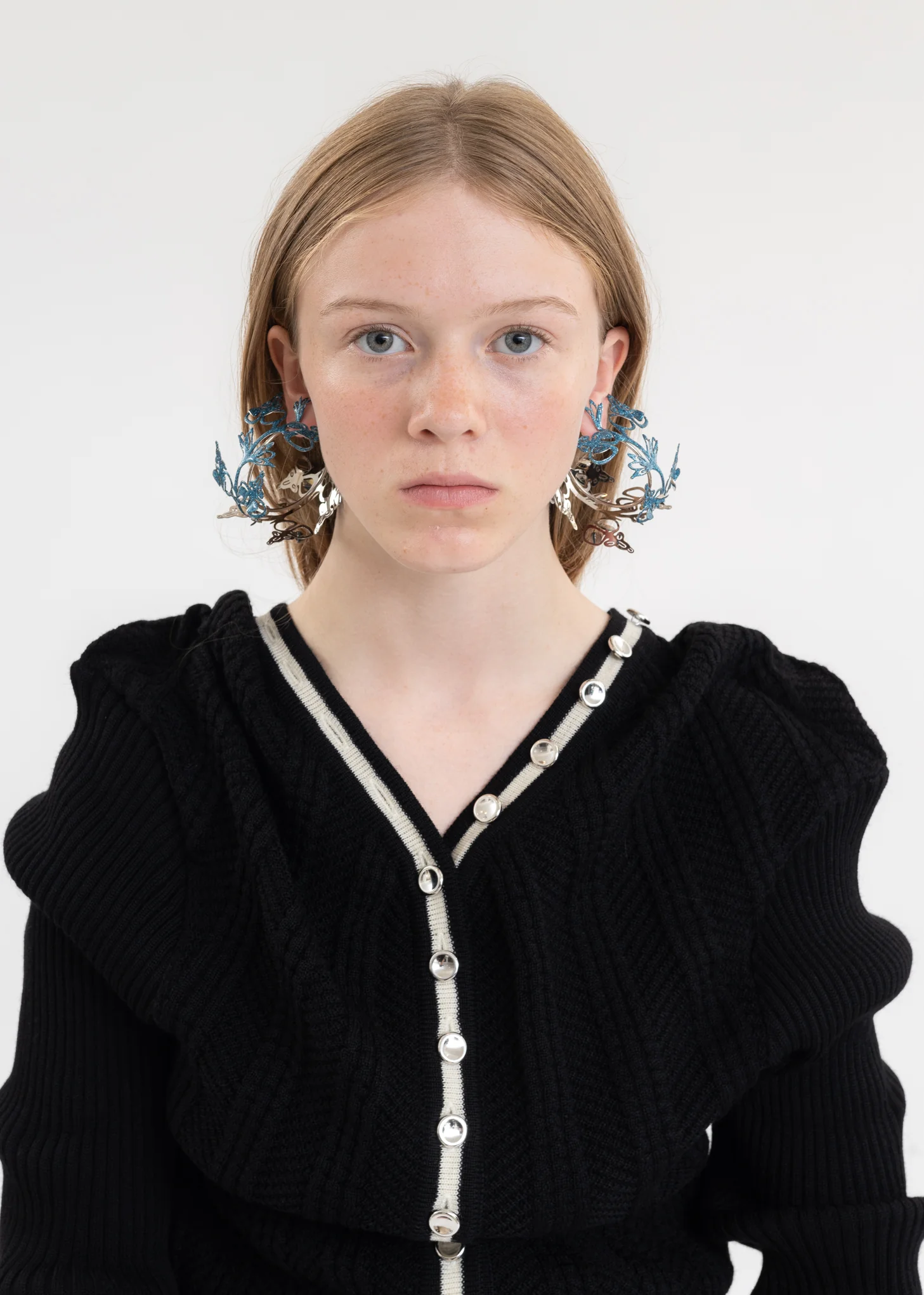 BLUE GLITTER / SILVER WILD SAGE HOOPS - Single - Image 5