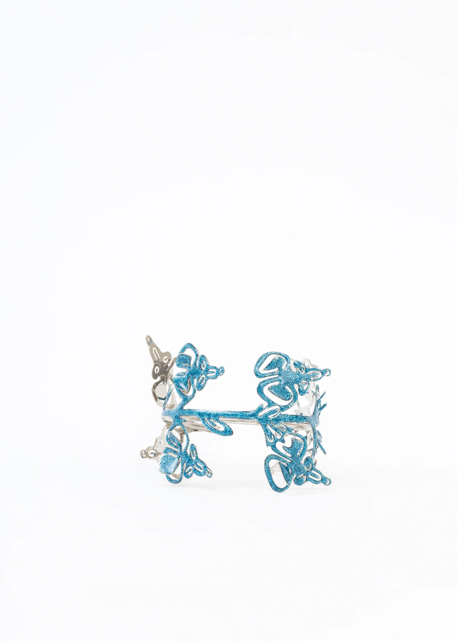 BLUE GLITTER / SILVER WILD SAGE HOOPS - Single - Image 6
