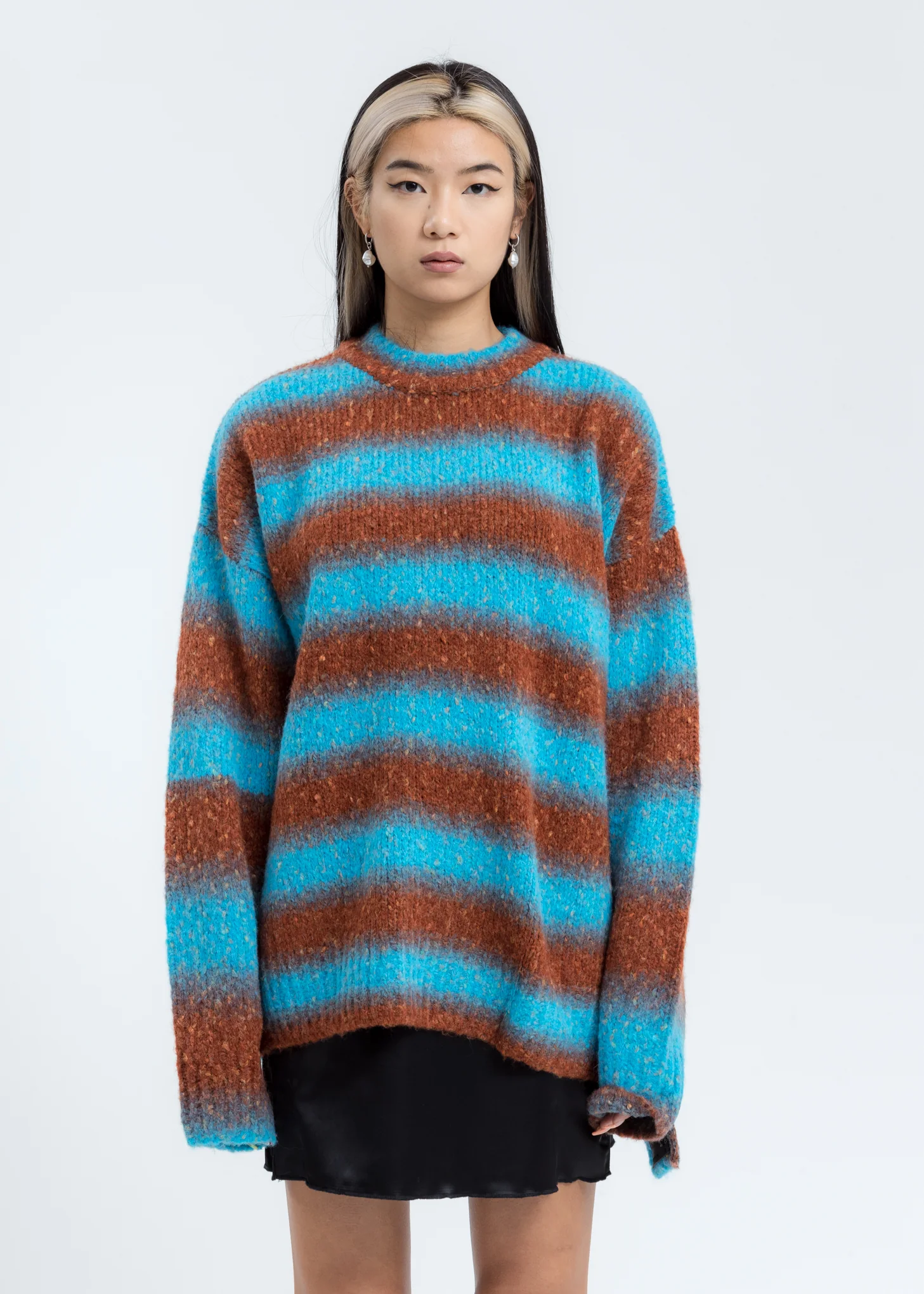 Blue Gradation Stripe Knit Sweater