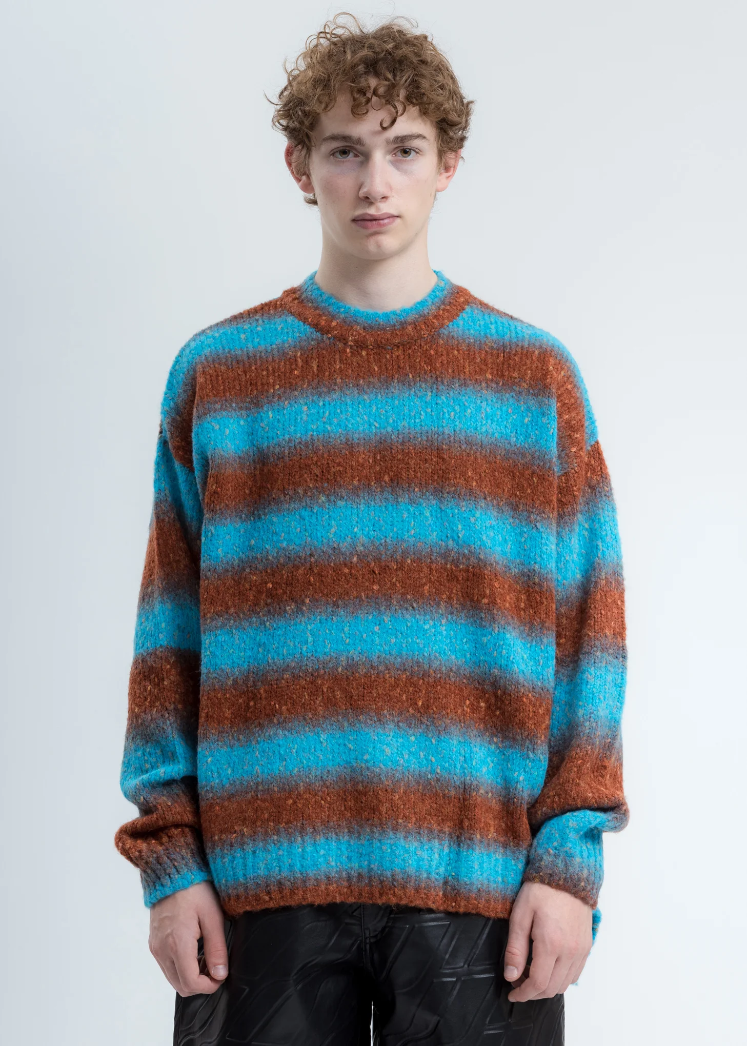 Blue Gradation Stripe Knit Sweater - Image 3
