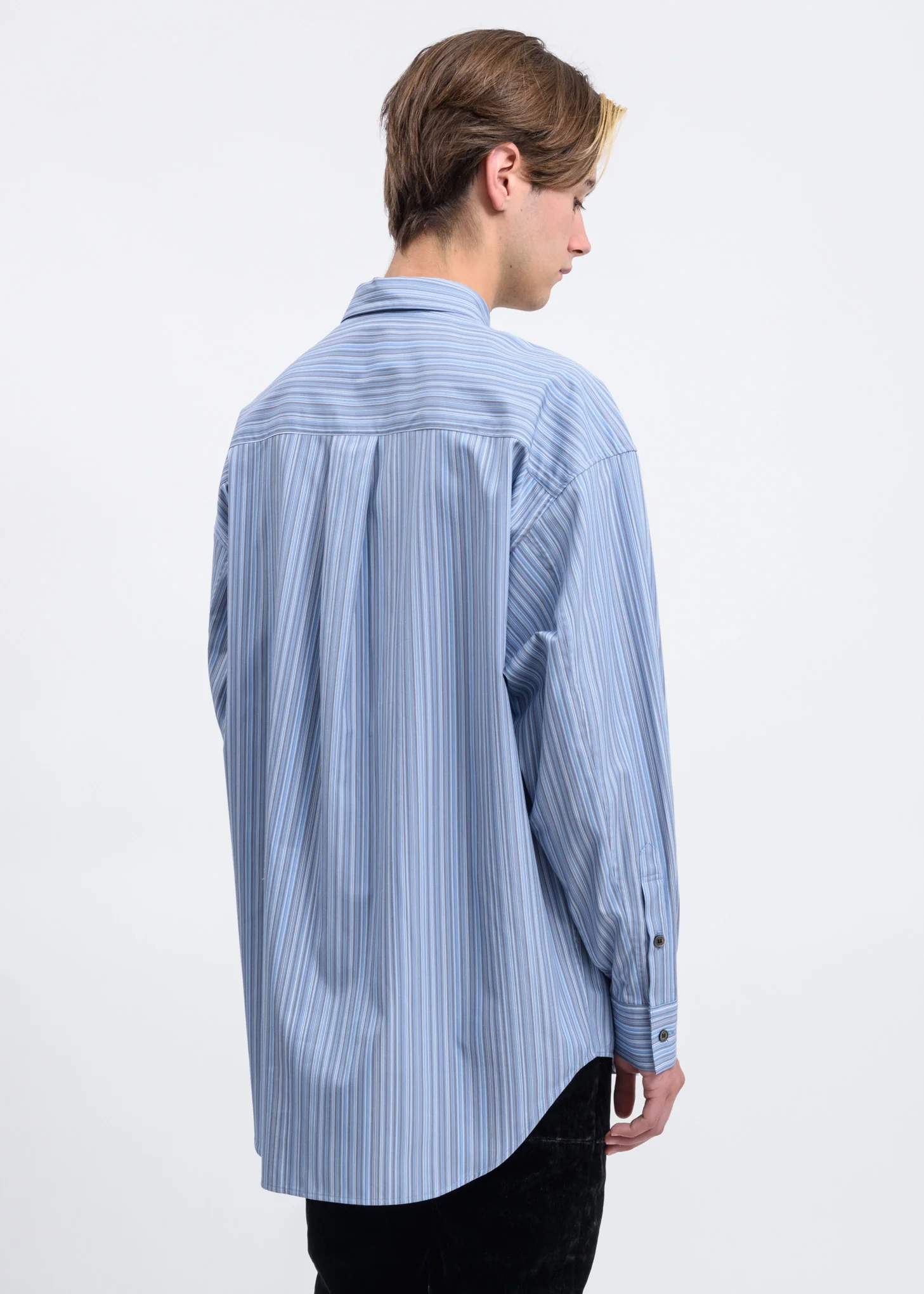 Blue Graphic Print Stripe Shirt - Image 2