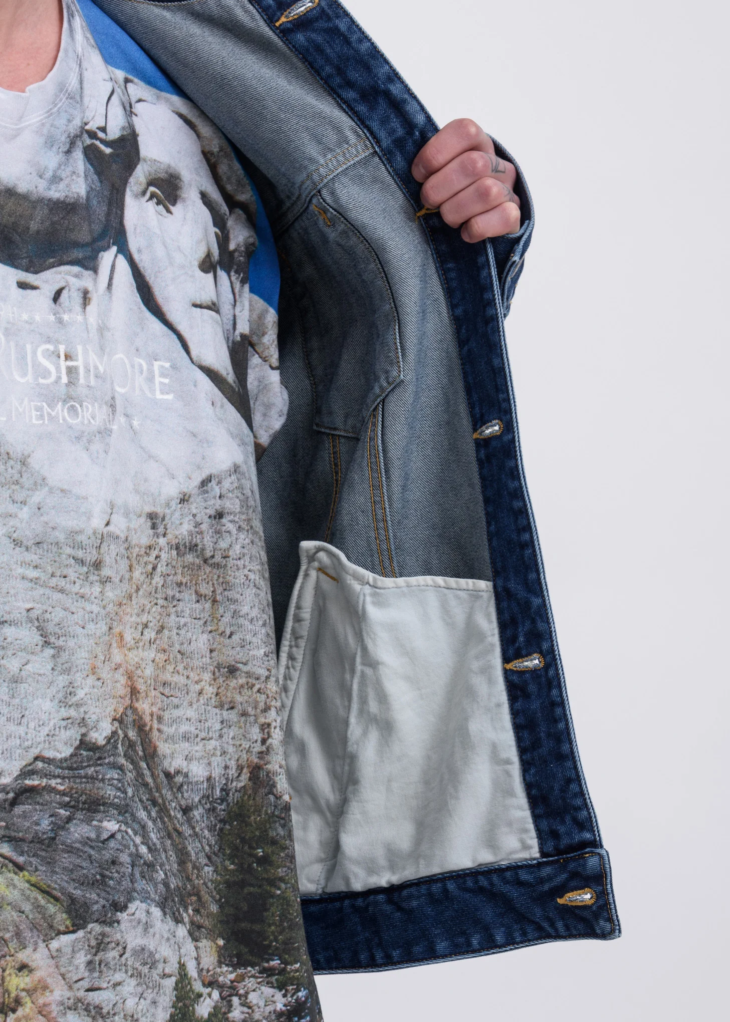 Blue Head Drooped Performance Silk Denim Jacket - Image 4