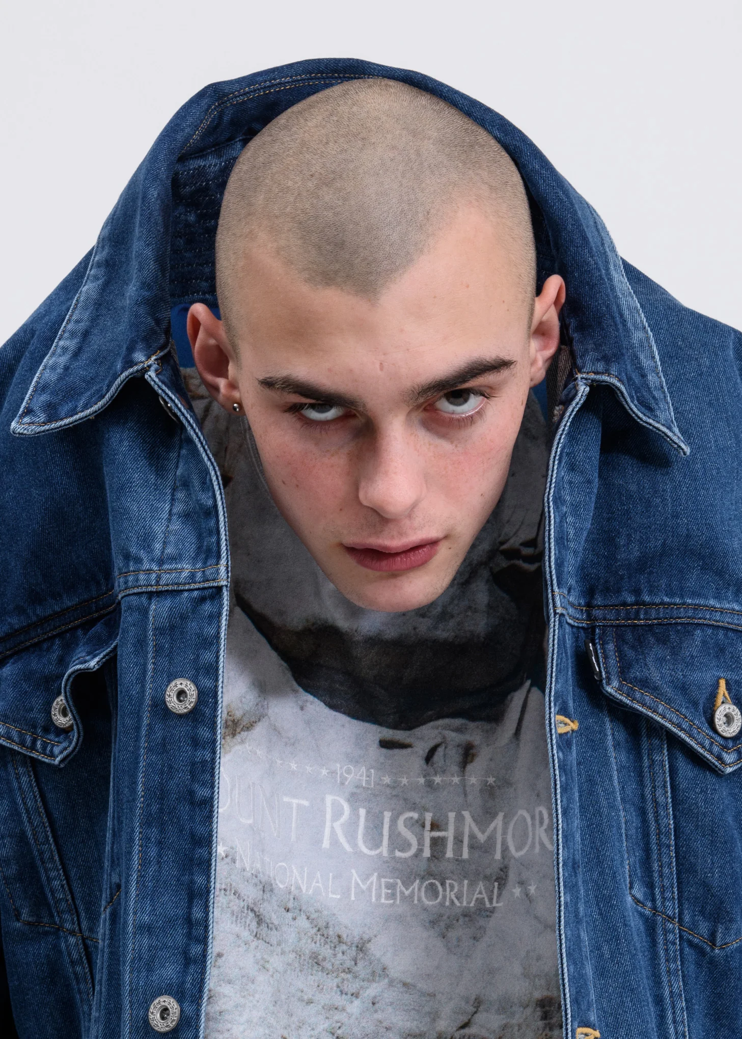 Blue Head Drooped Performance Silk Denim Jacket - Image 5