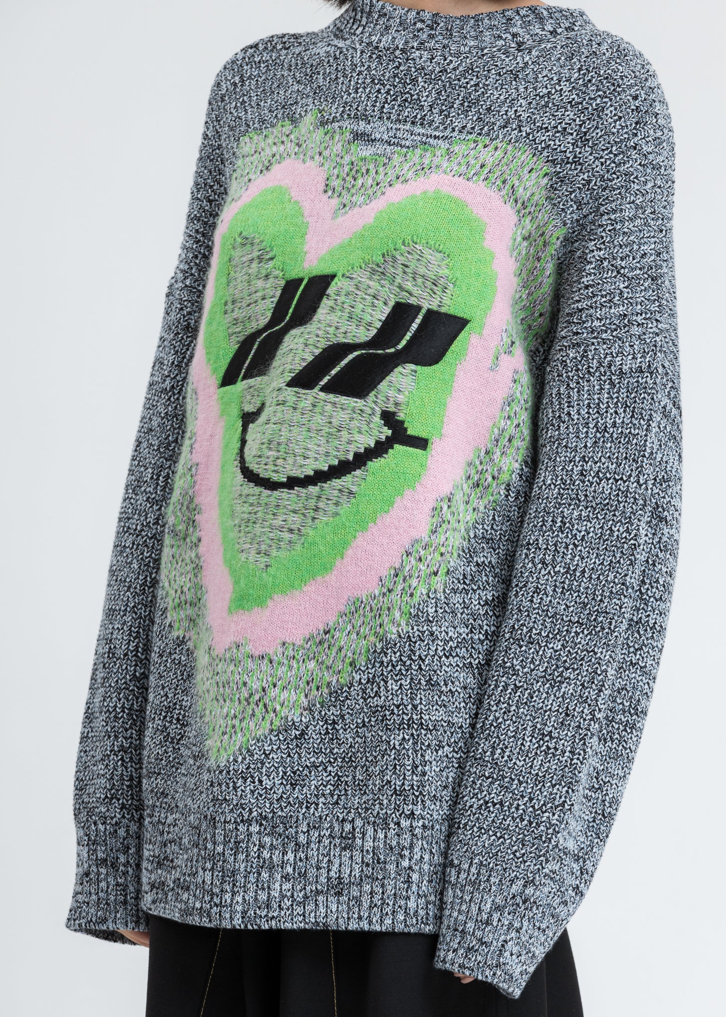 Blue Heart Graphic Jacquard Sweater - Image 2