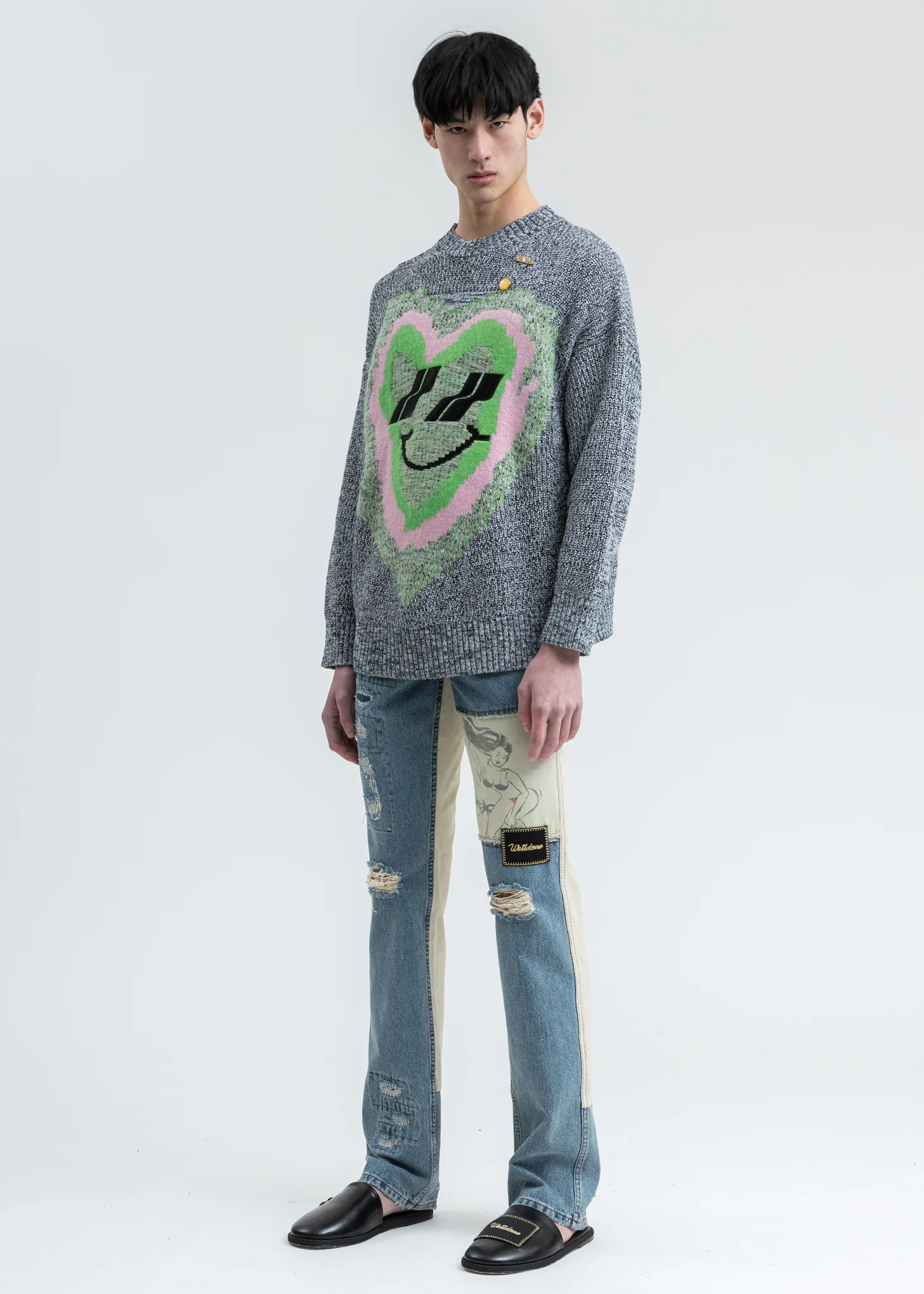 Blue Heart Graphic Jacquard Sweater - Image 6
