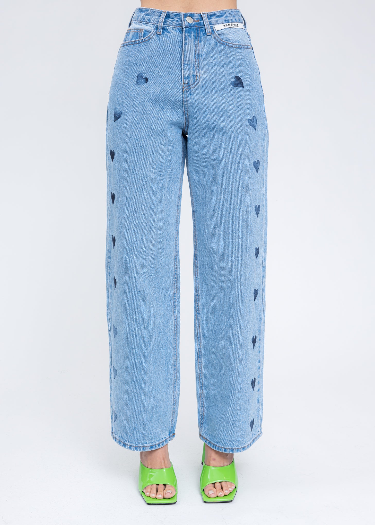 Blue Heart Stamped Jeans