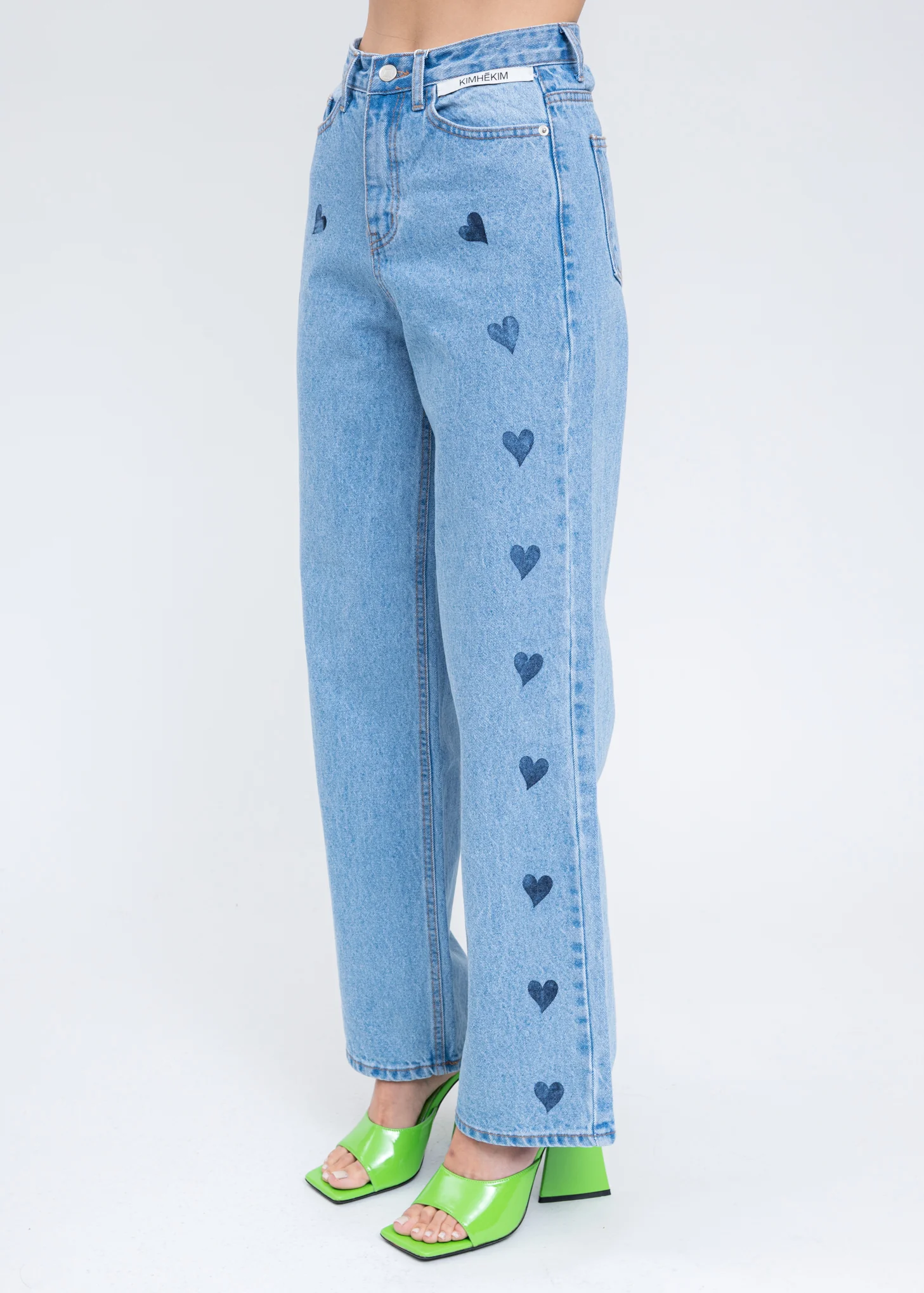 Blue Heart Stamped Jeans - Image 3