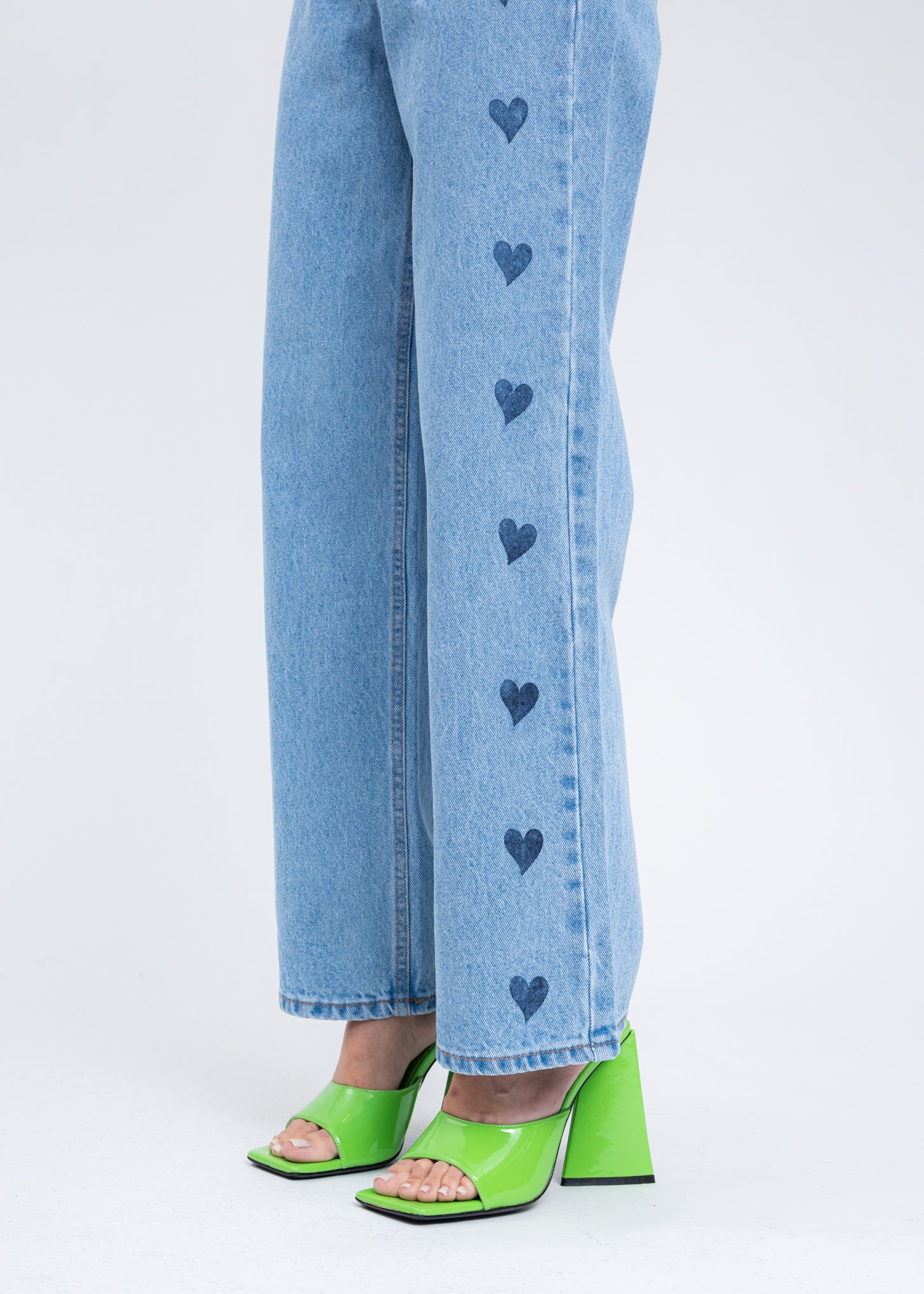 Blue Heart Stamped Jeans - Image 4