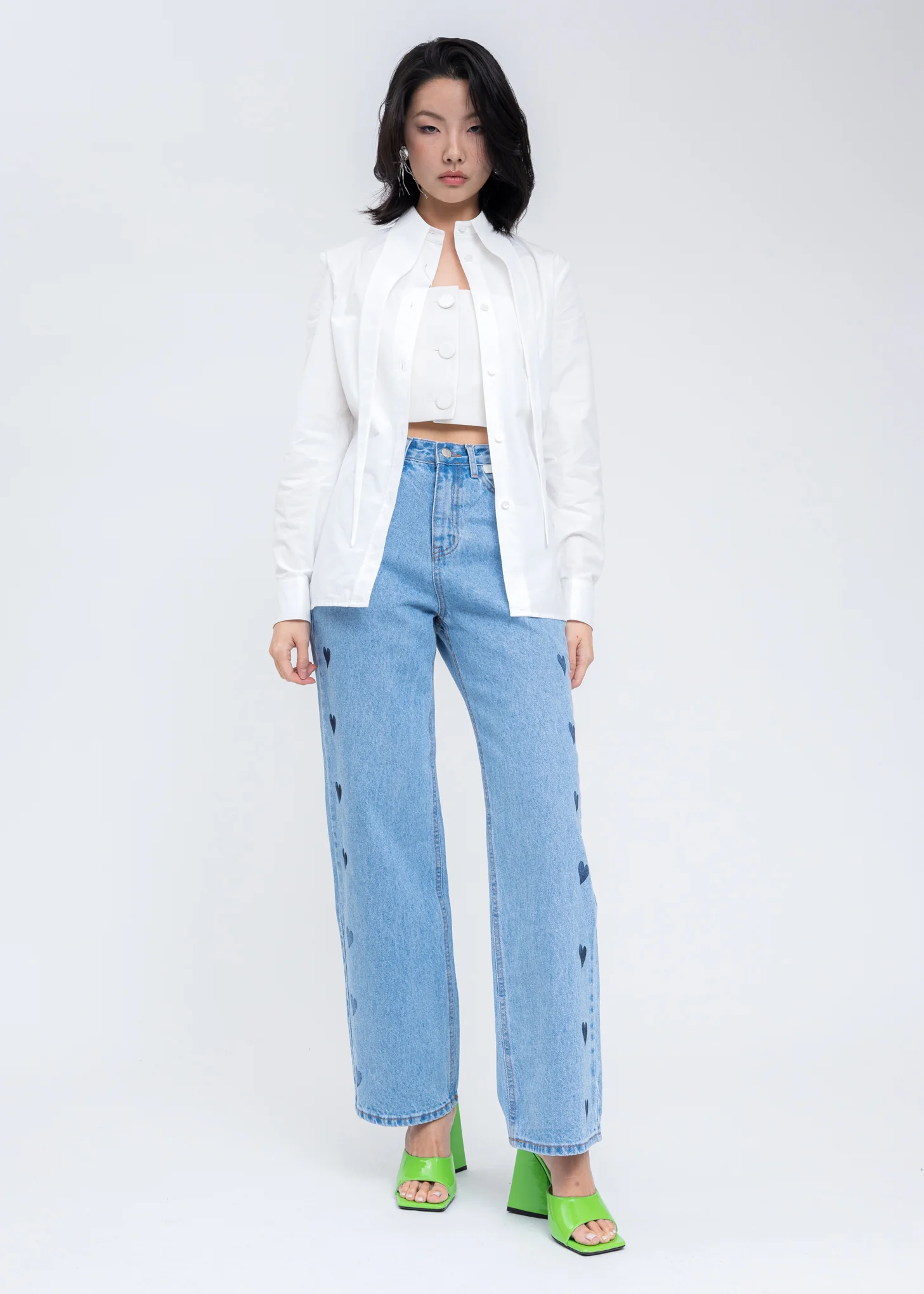 Blue Heart Stamped Jeans - Image 6
