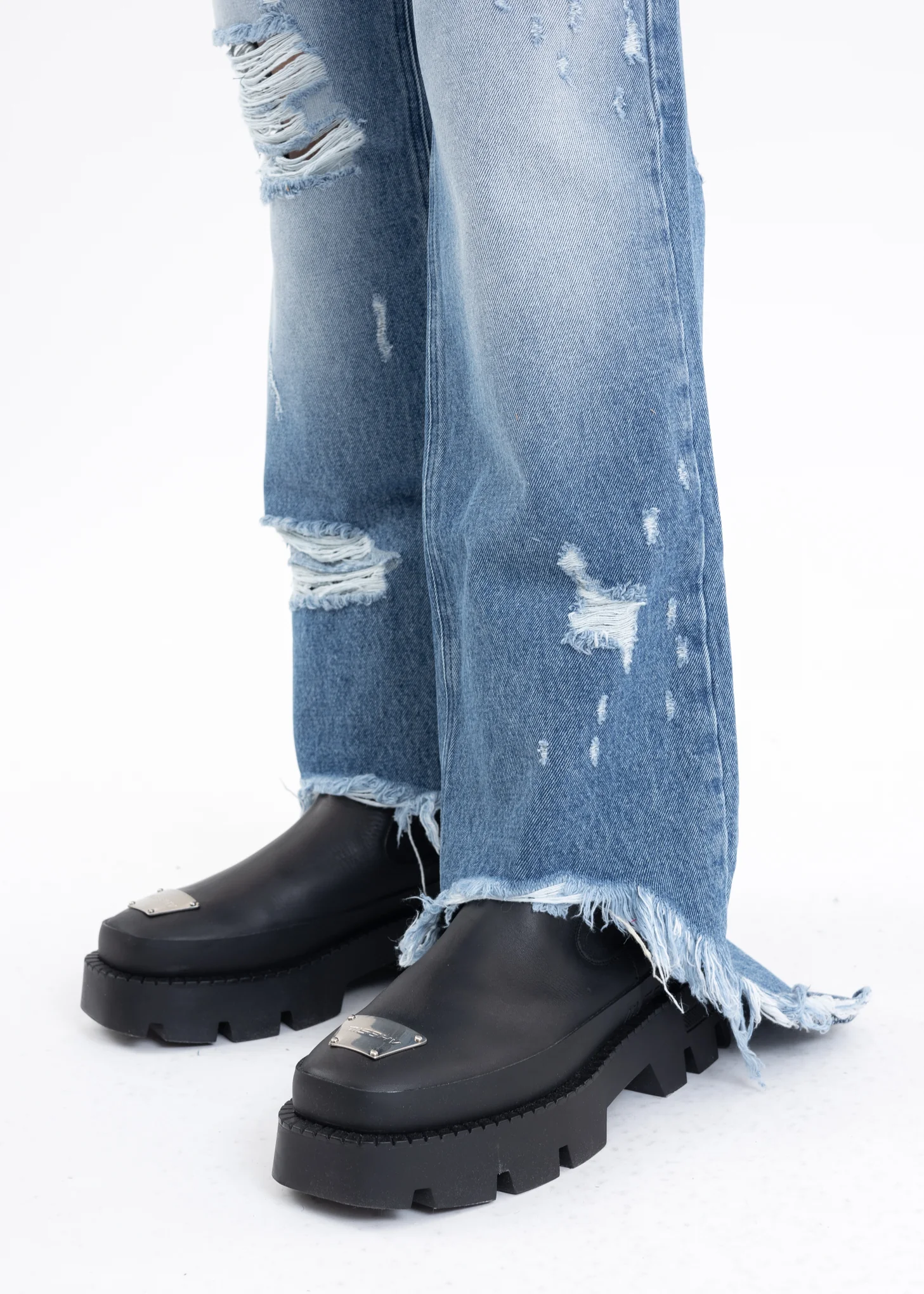 Blue HIGH WAISTED TROUSERS W EXPOSED DOUBLE ZIPS - Image 5