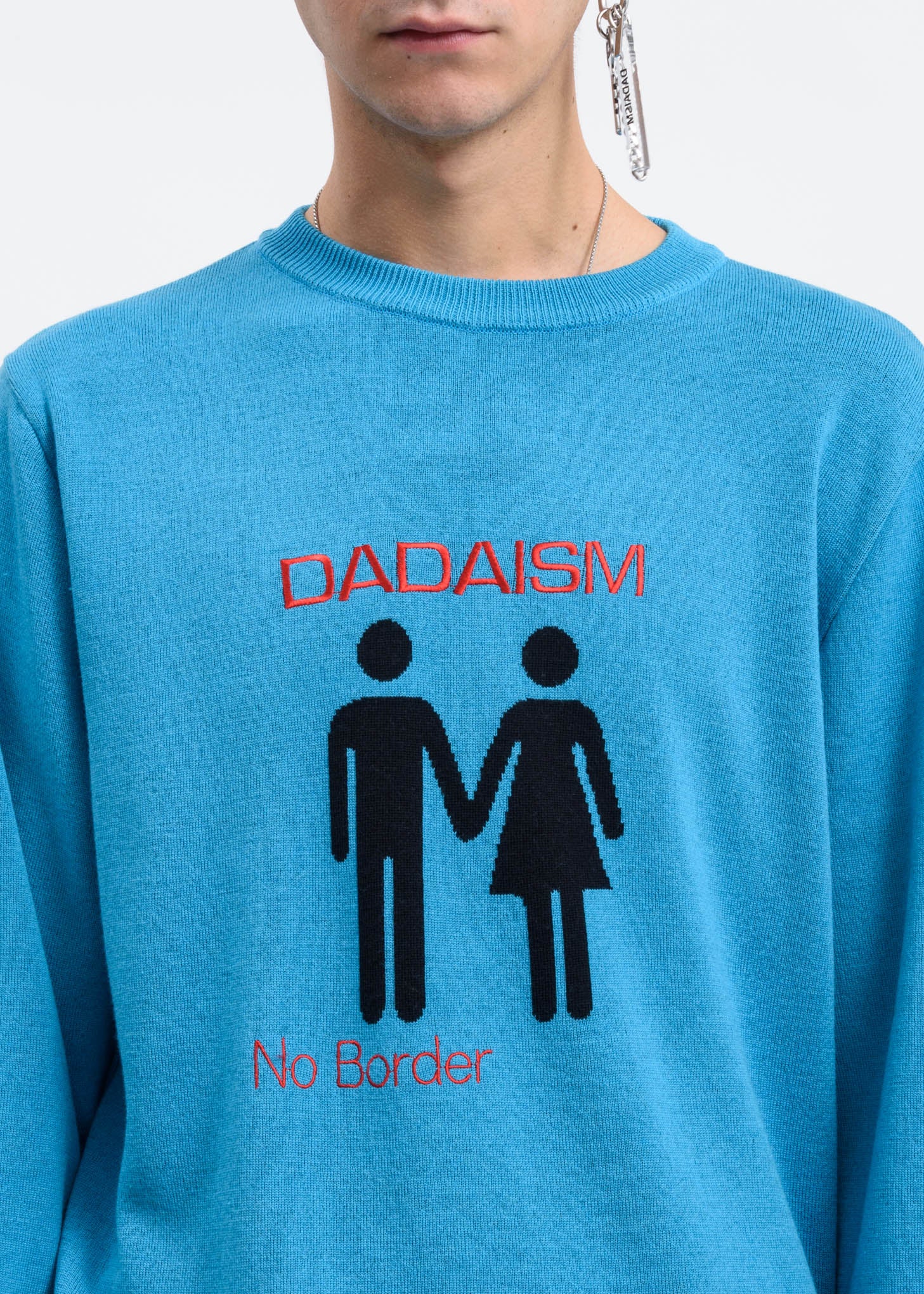 Blue Human Jacquard Knit Sweater - Image 2