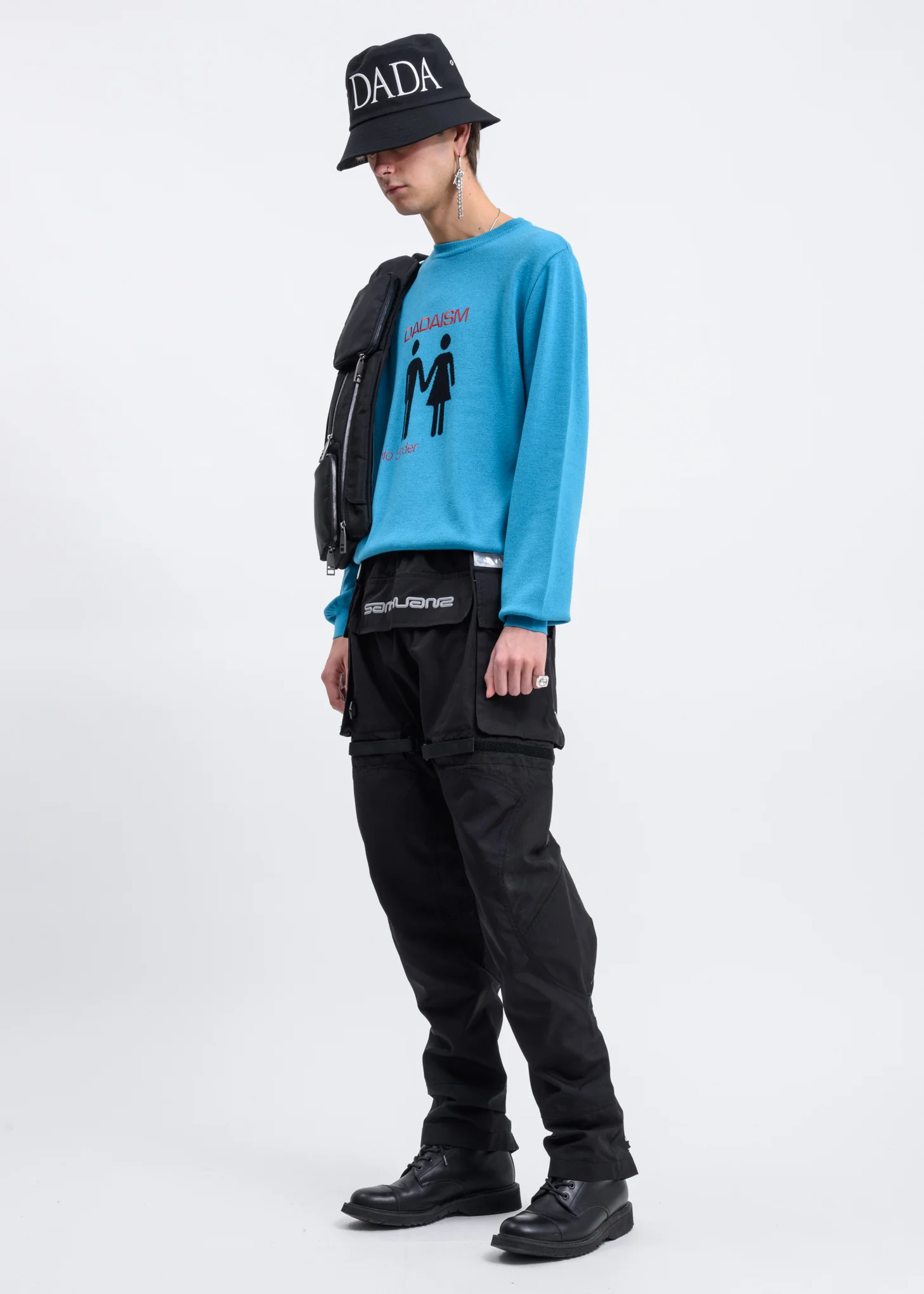 Blue Human Jacquard Knit Sweater - Image 4