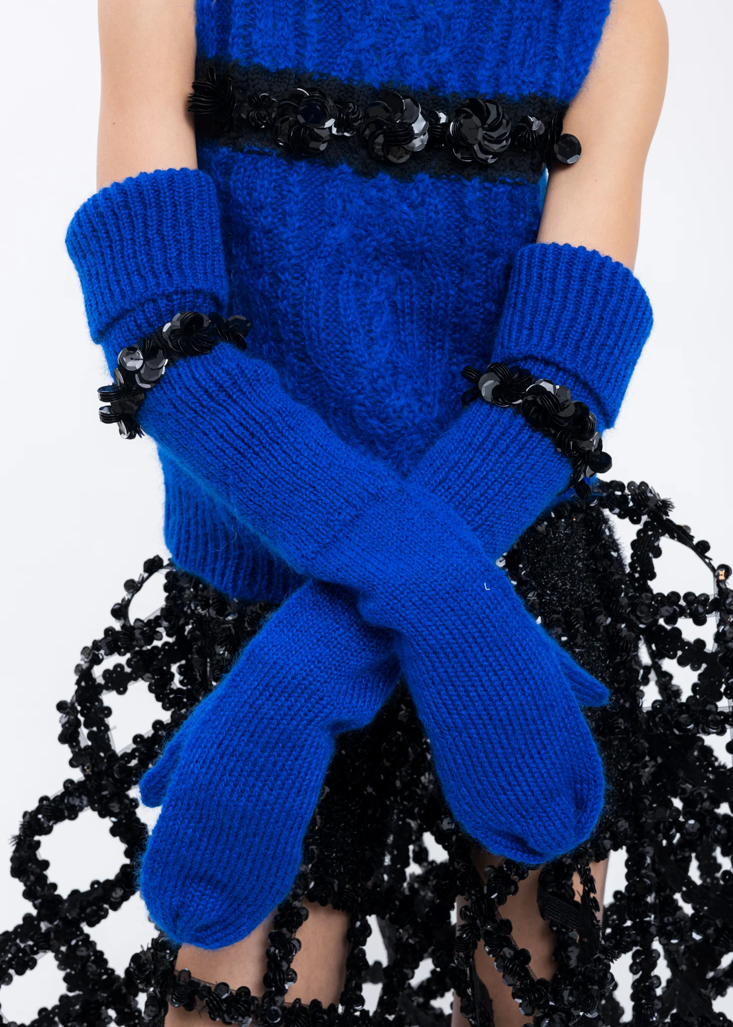 Blue Knit Gloves - Image 3
