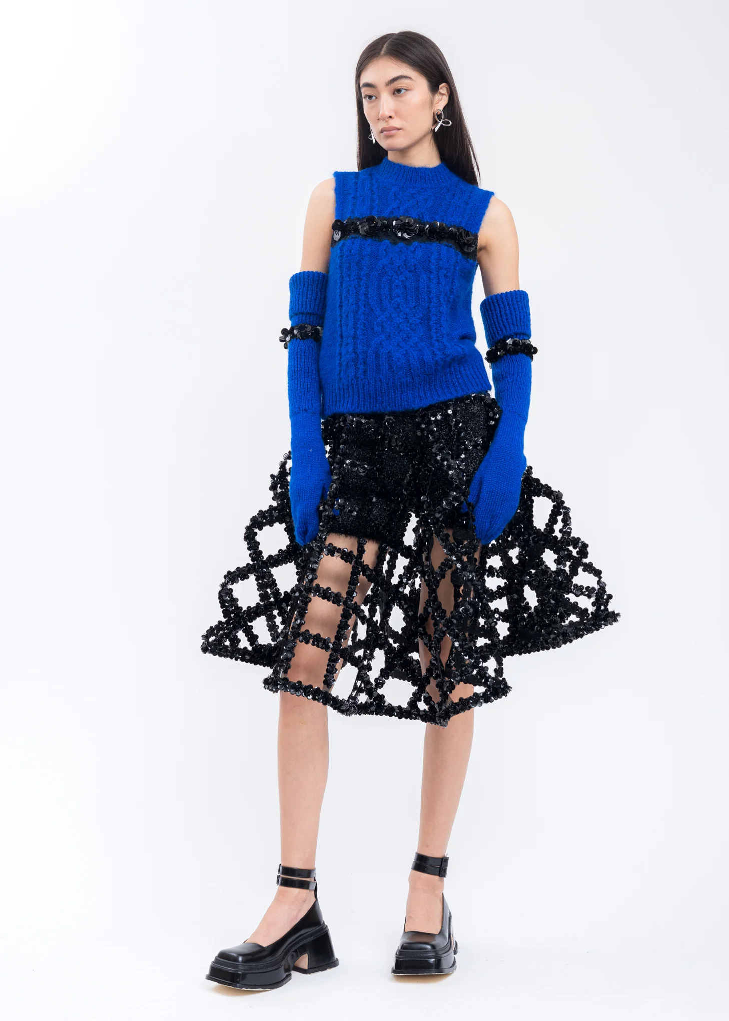Blue Knit Gloves - Image 4
