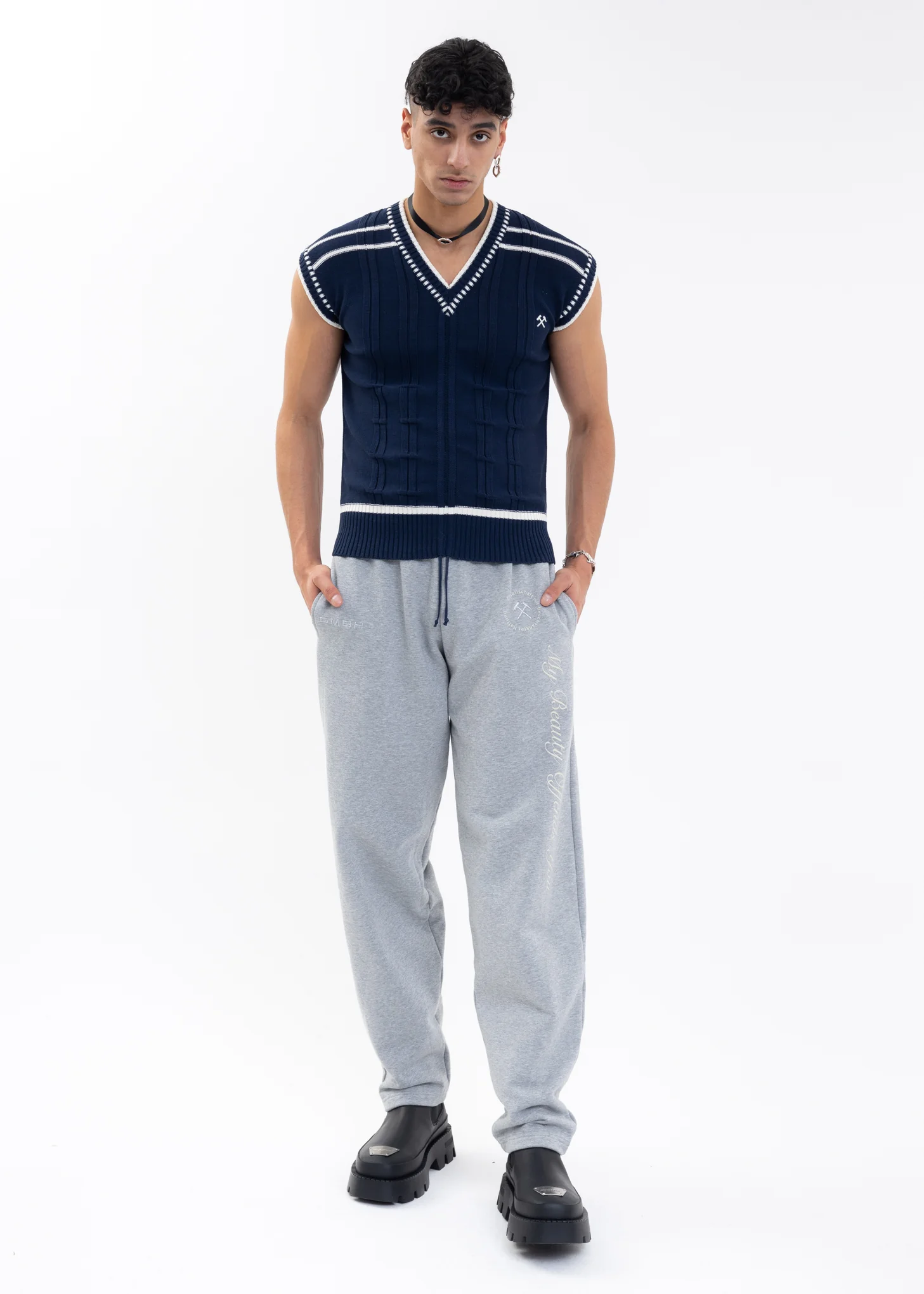 BLUE Knitted COLOR-BLOCKED INTARSIA JUMPER - Image 10