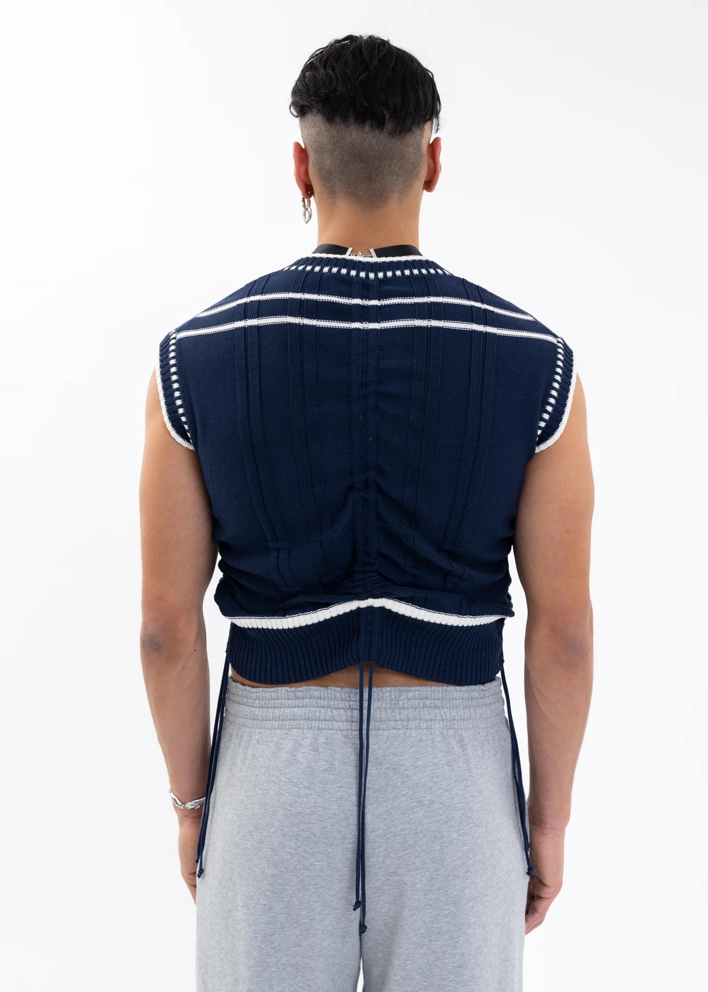 BLUE Knitted COLOR-BLOCKED INTARSIA JUMPER - Image 4