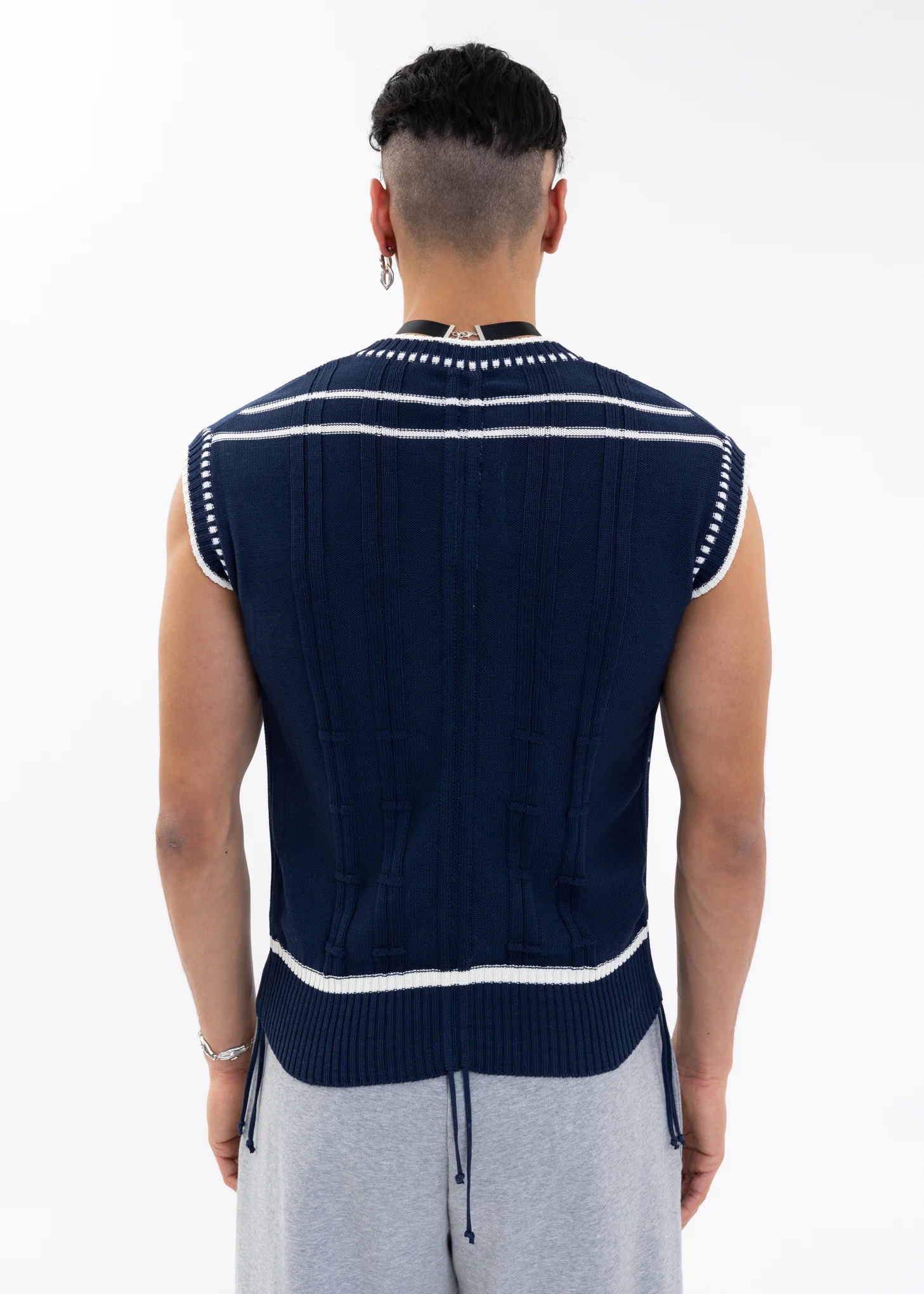BLUE Knitted COLOR-BLOCKED INTARSIA JUMPER - Image 8