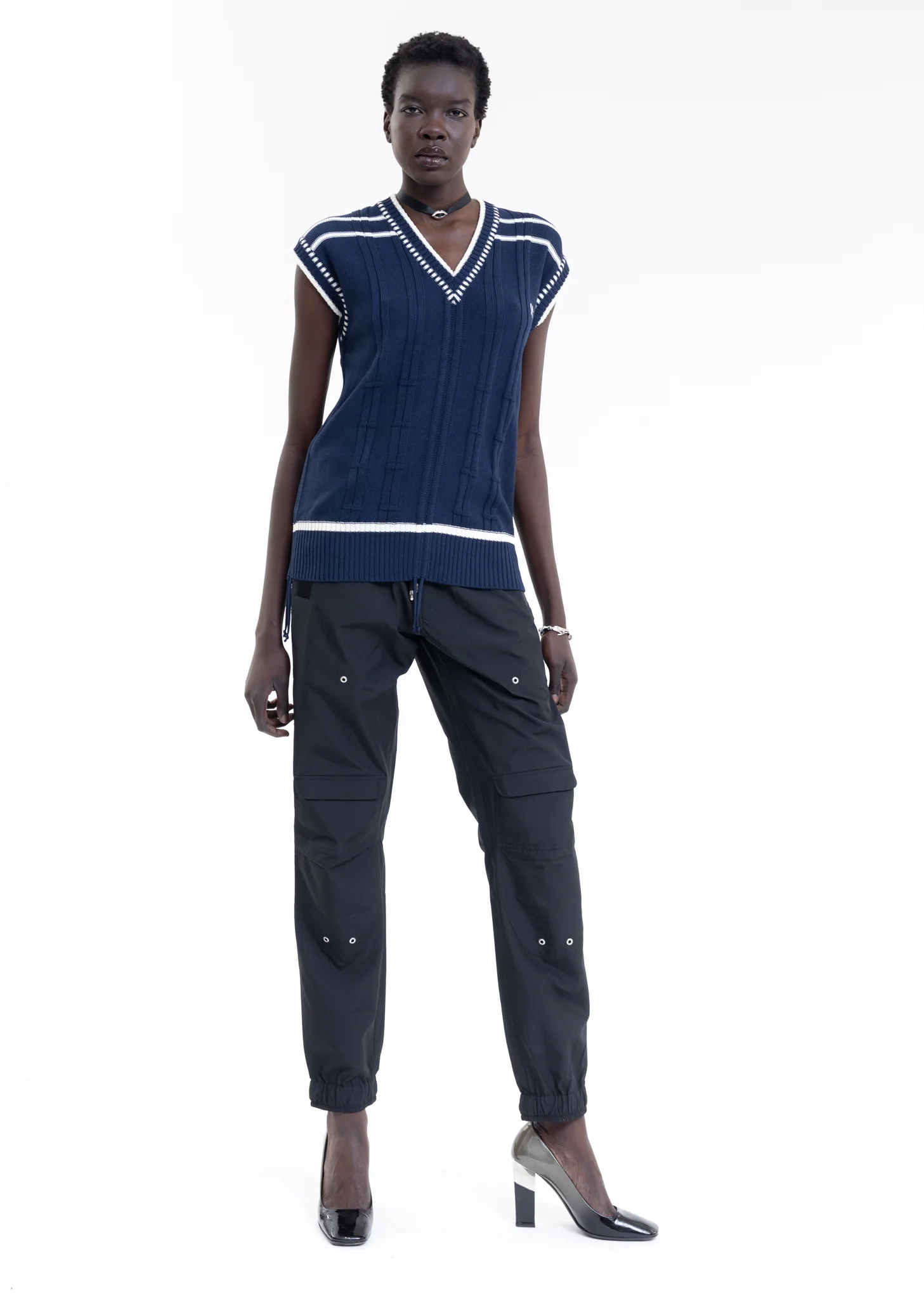 BLUE Knitted COLOR-BLOCKED INTARSIA JUMPER - Image 10