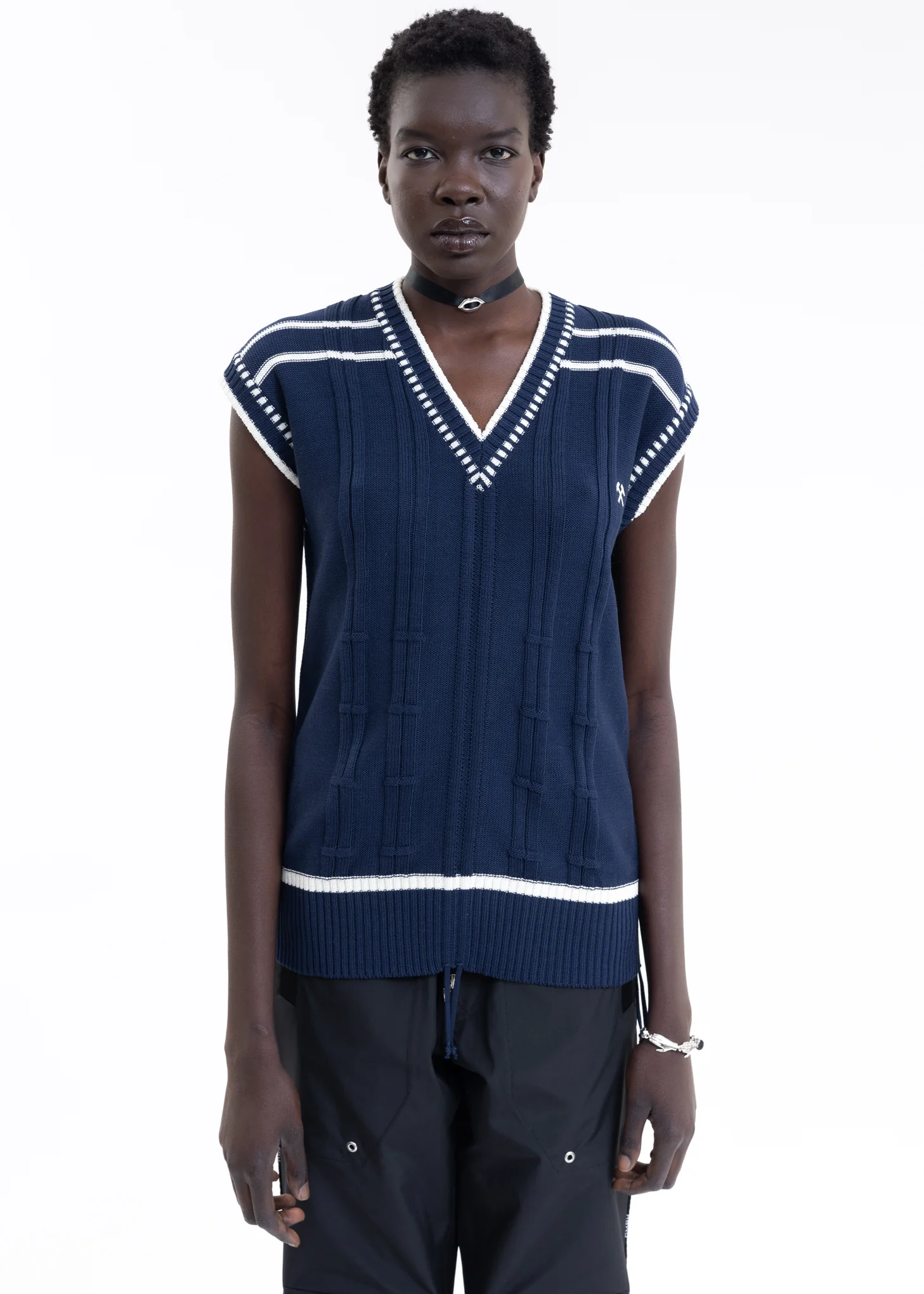 BLUE Knitted COLOR-BLOCKED INTARSIA JUMPER - Image 2