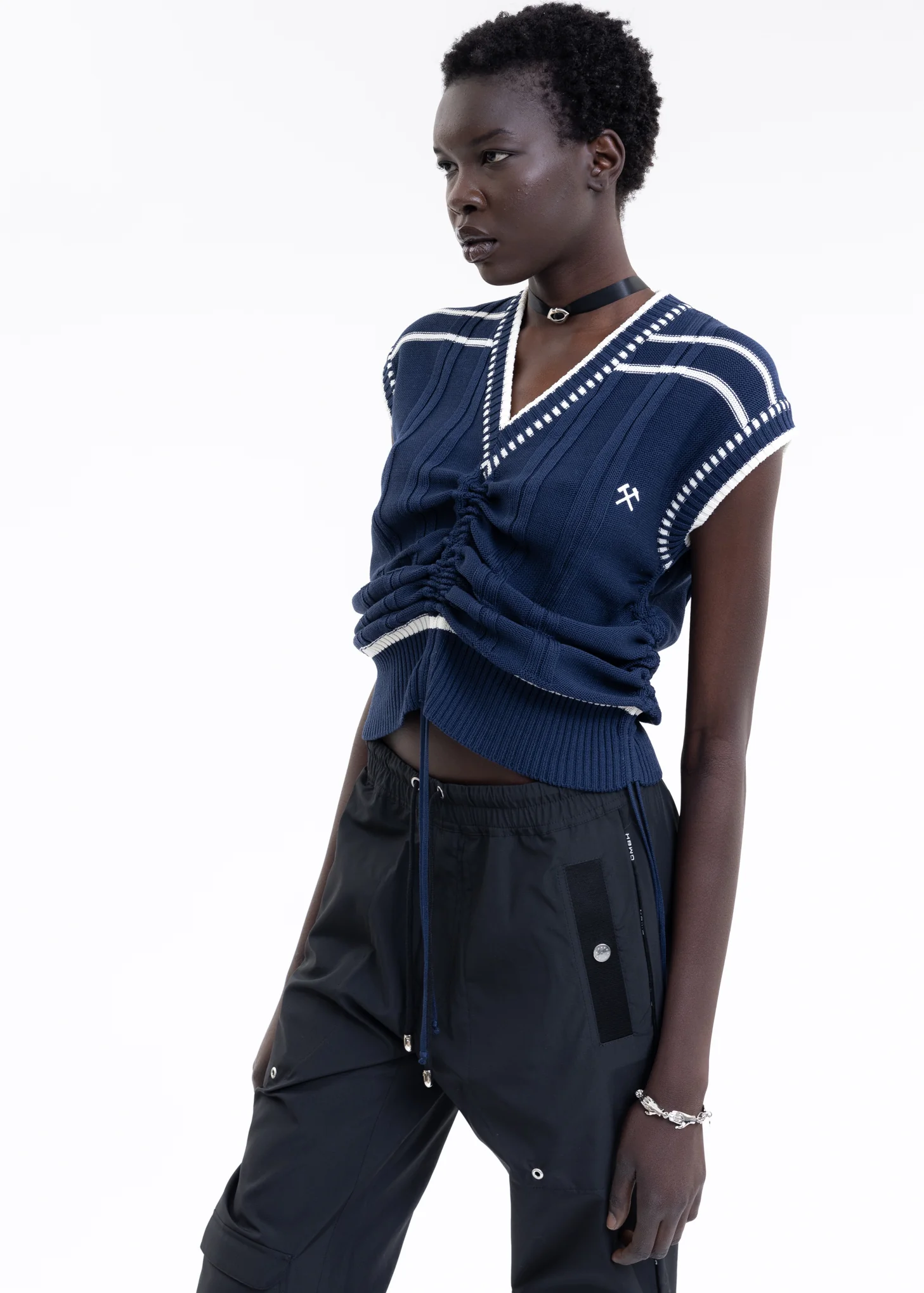 BLUE Knitted COLOR-BLOCKED INTARSIA JUMPER - Image 3