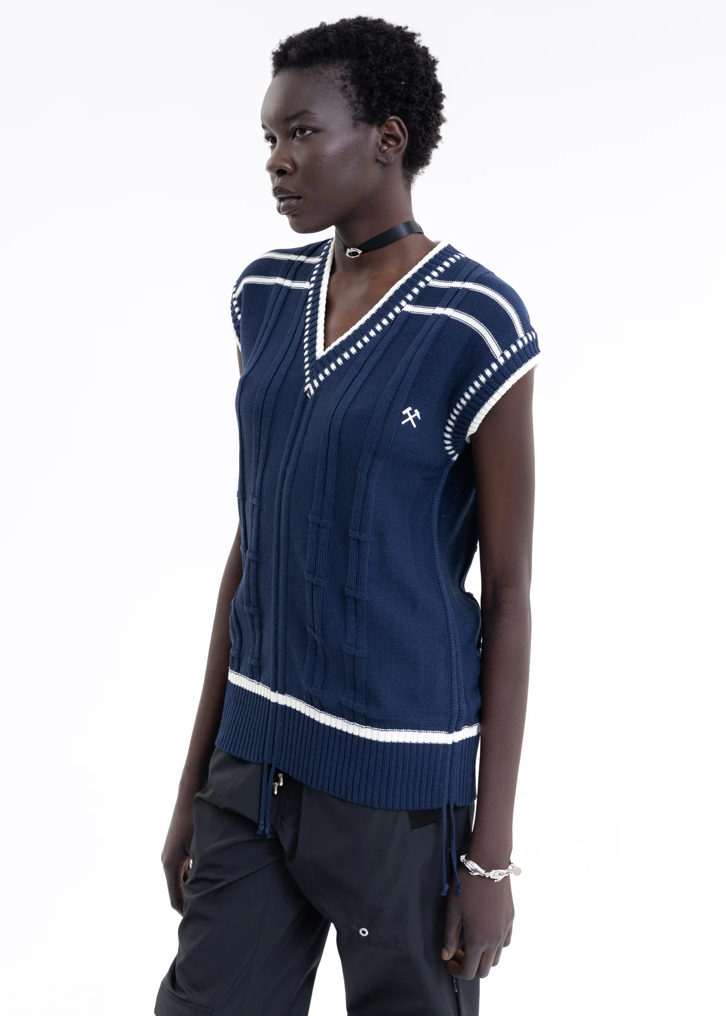 BLUE Knitted COLOR-BLOCKED INTARSIA JUMPER - Image 6