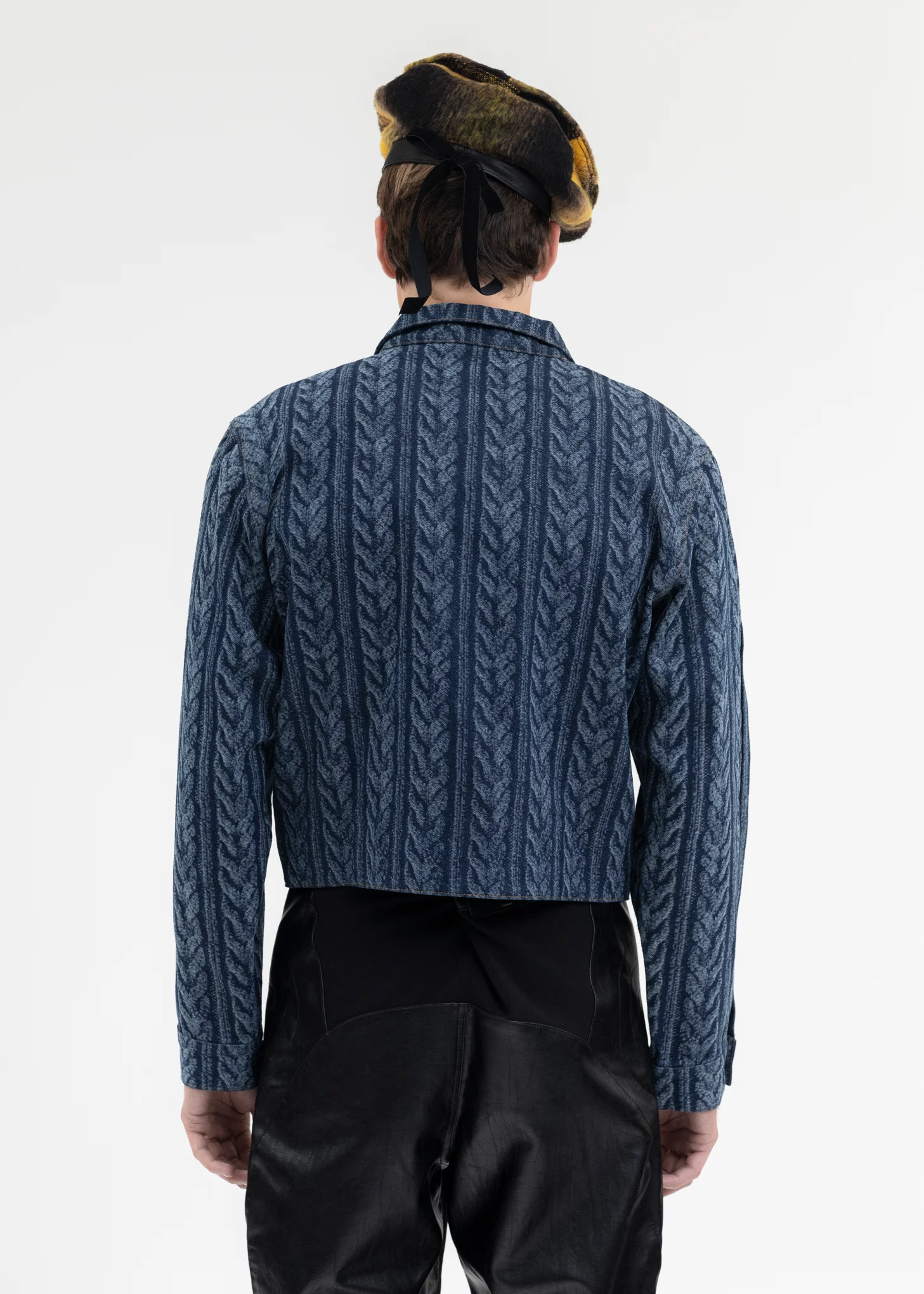 BLUE LASER-WASHED CORSET KNIT DENIM SHIRTS - Image 2