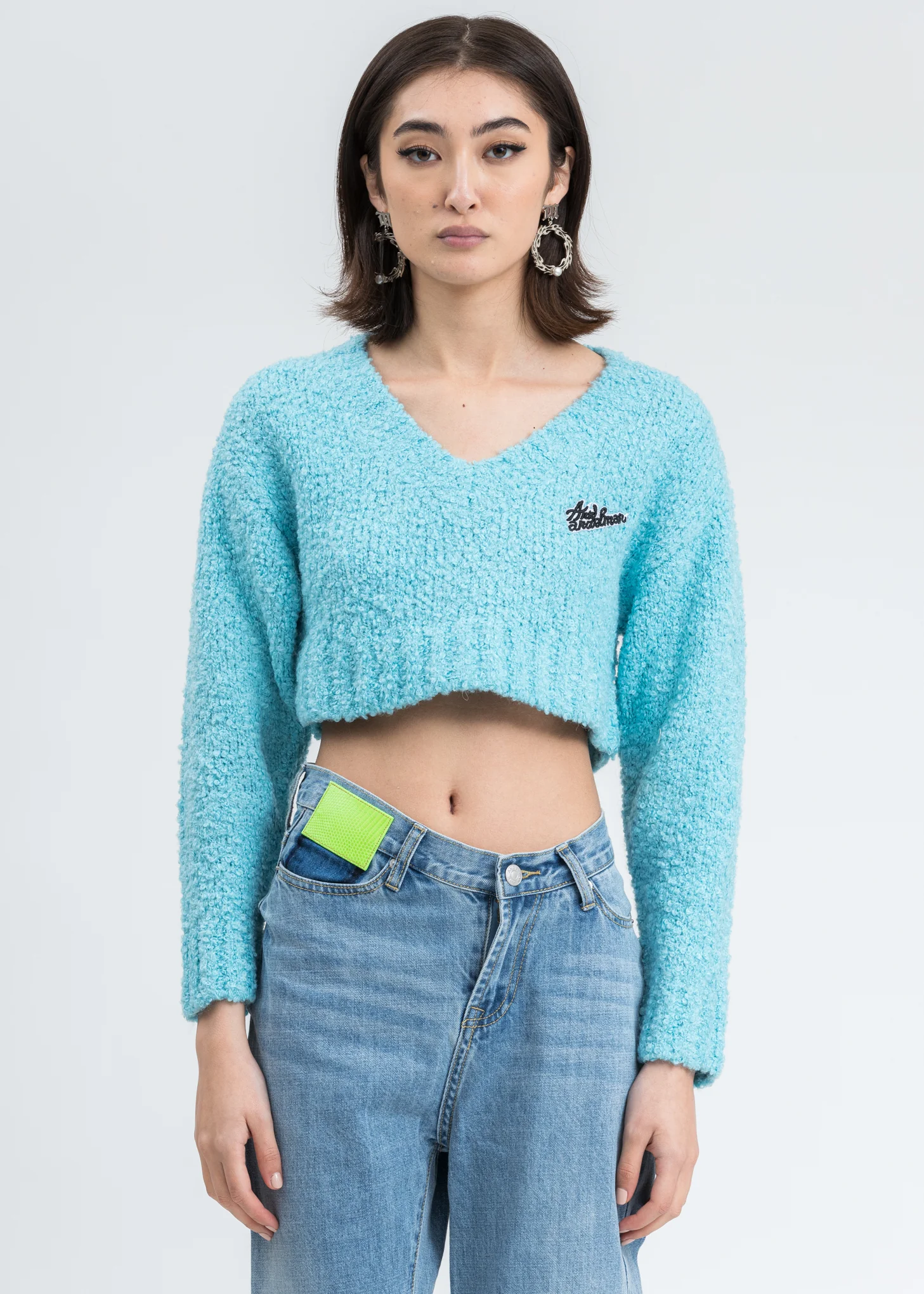 Blue Logo Crop Sweater