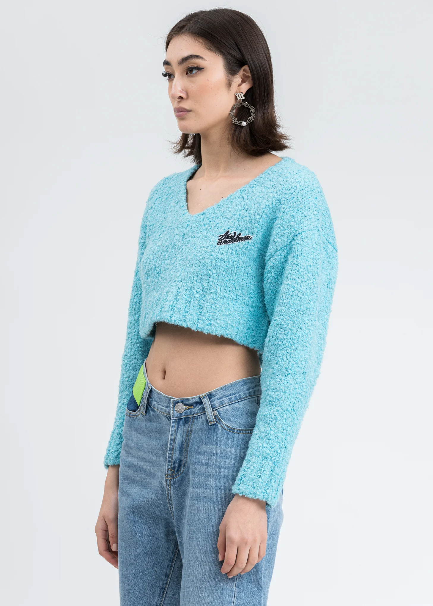 Blue Logo Crop Sweater - Image 3