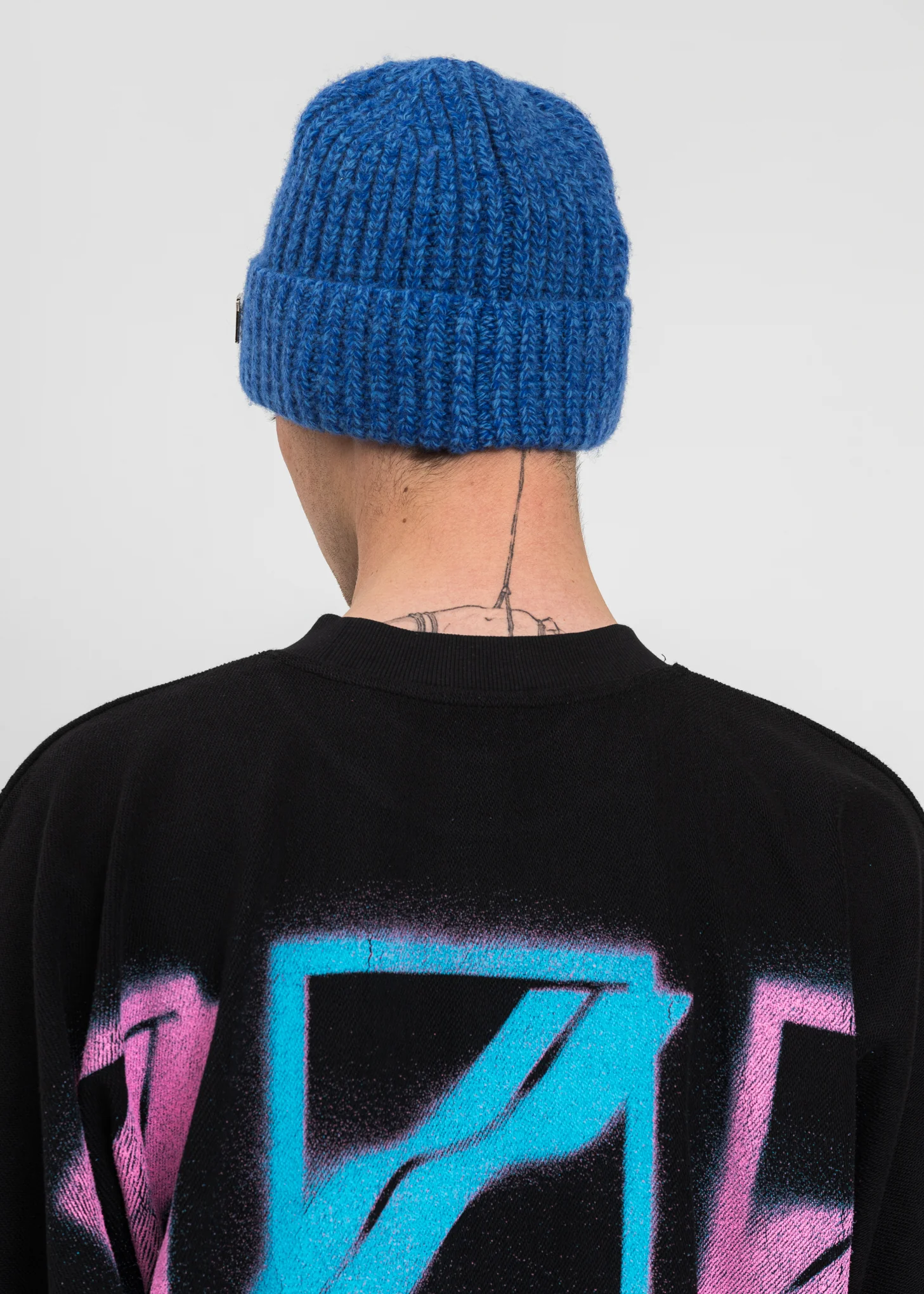 Blue Logo Leather Patch Embroidered Beanie - Image 4