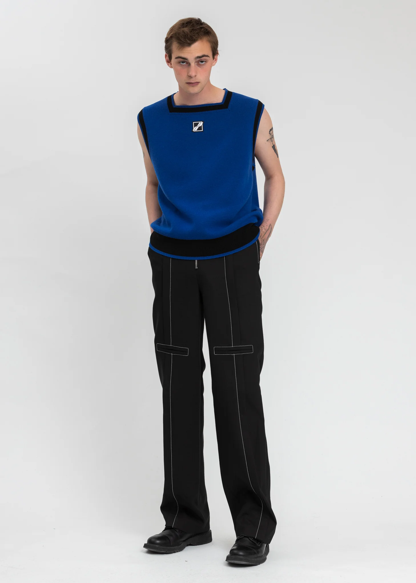 Blue Logo Patched Square Neck Vest - Image 5
