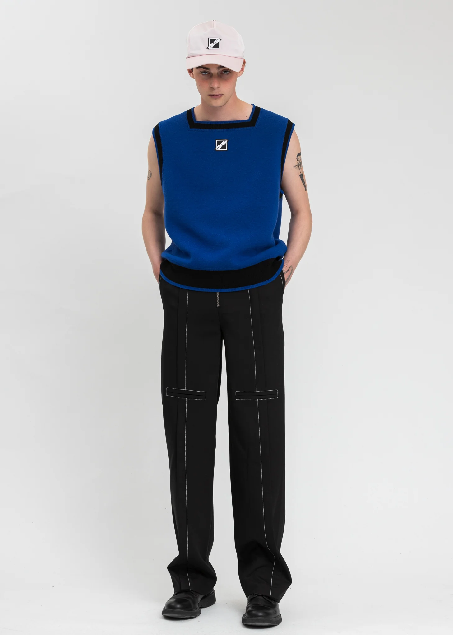 Blue Logo Patched Square Neck Vest - Image 6
