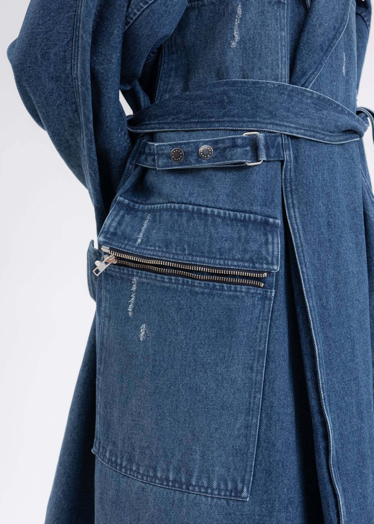 Blue LONG COAT W PATCH POCKETS - Image 5