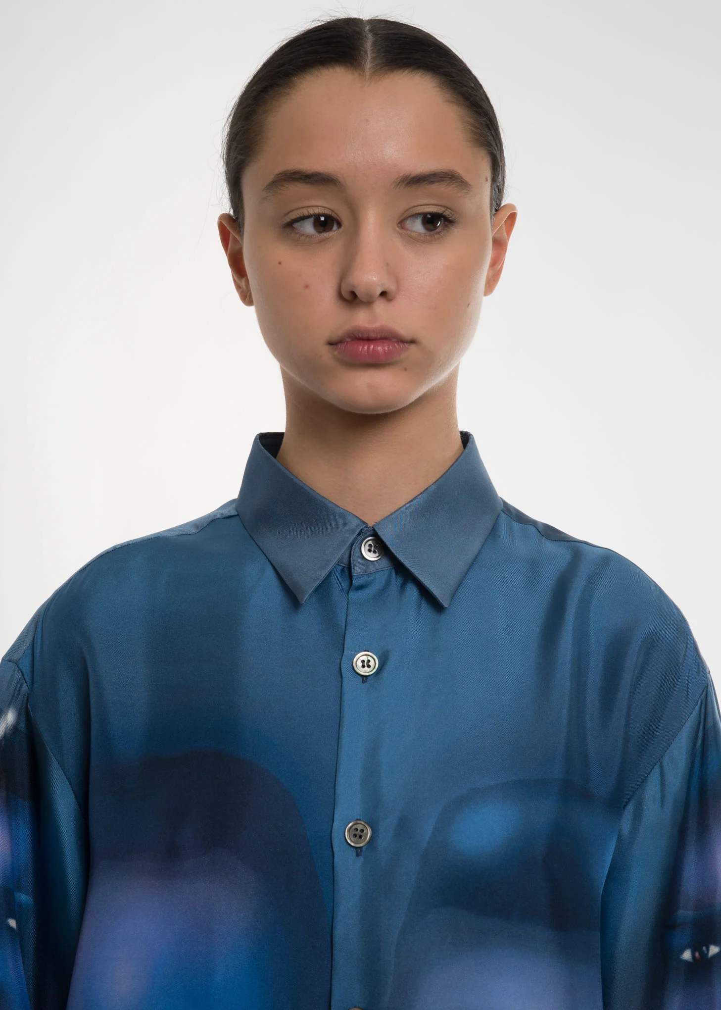 Blue Louisa Portrait Silk Shirt - Image 3