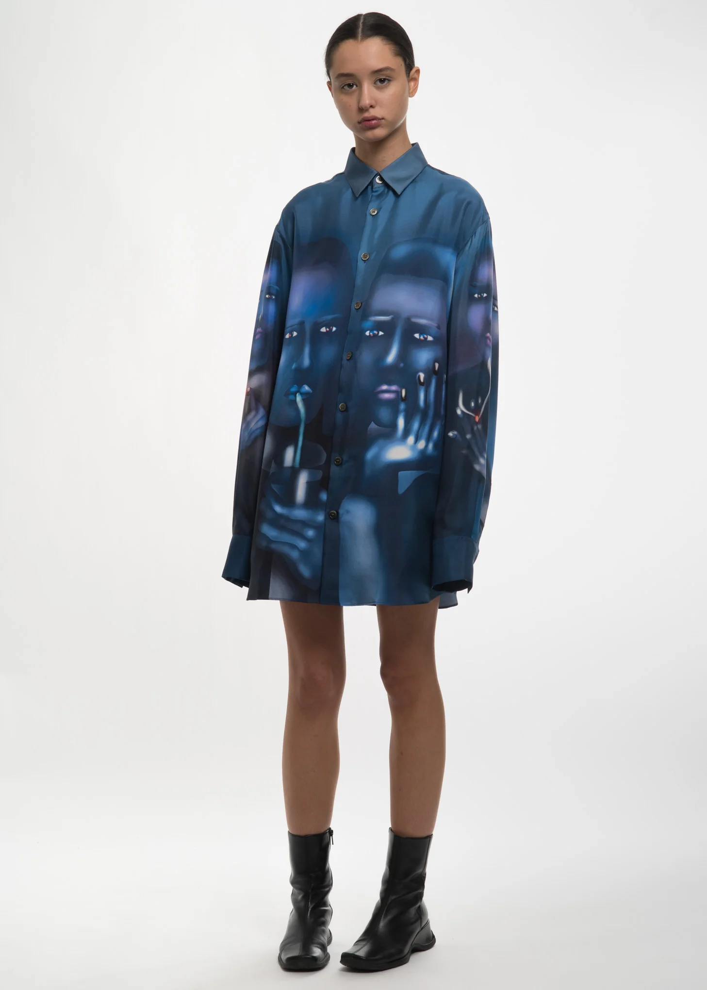Blue Louisa Portrait Silk Shirt - Image 7